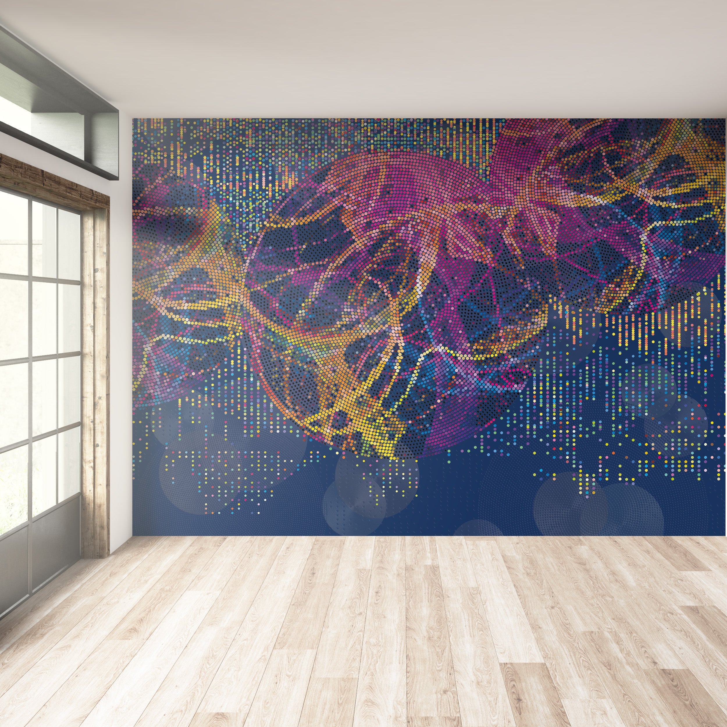 3D Dotted Digital Bloom - Printed Mural
