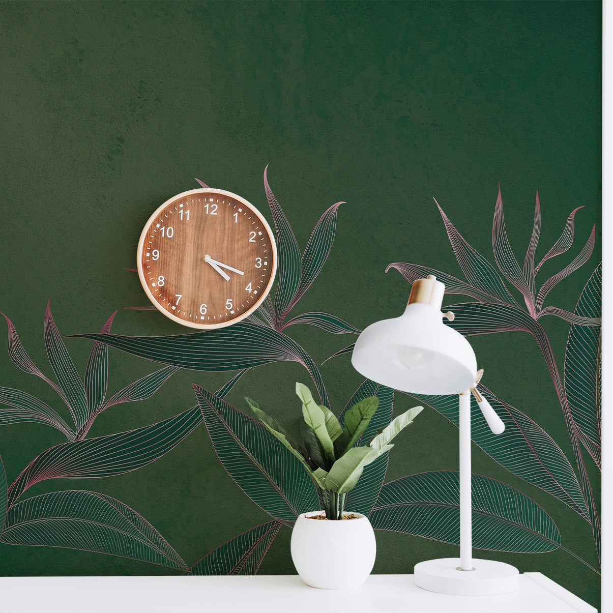 3D Golden Tropical Flowers - Printed Mural