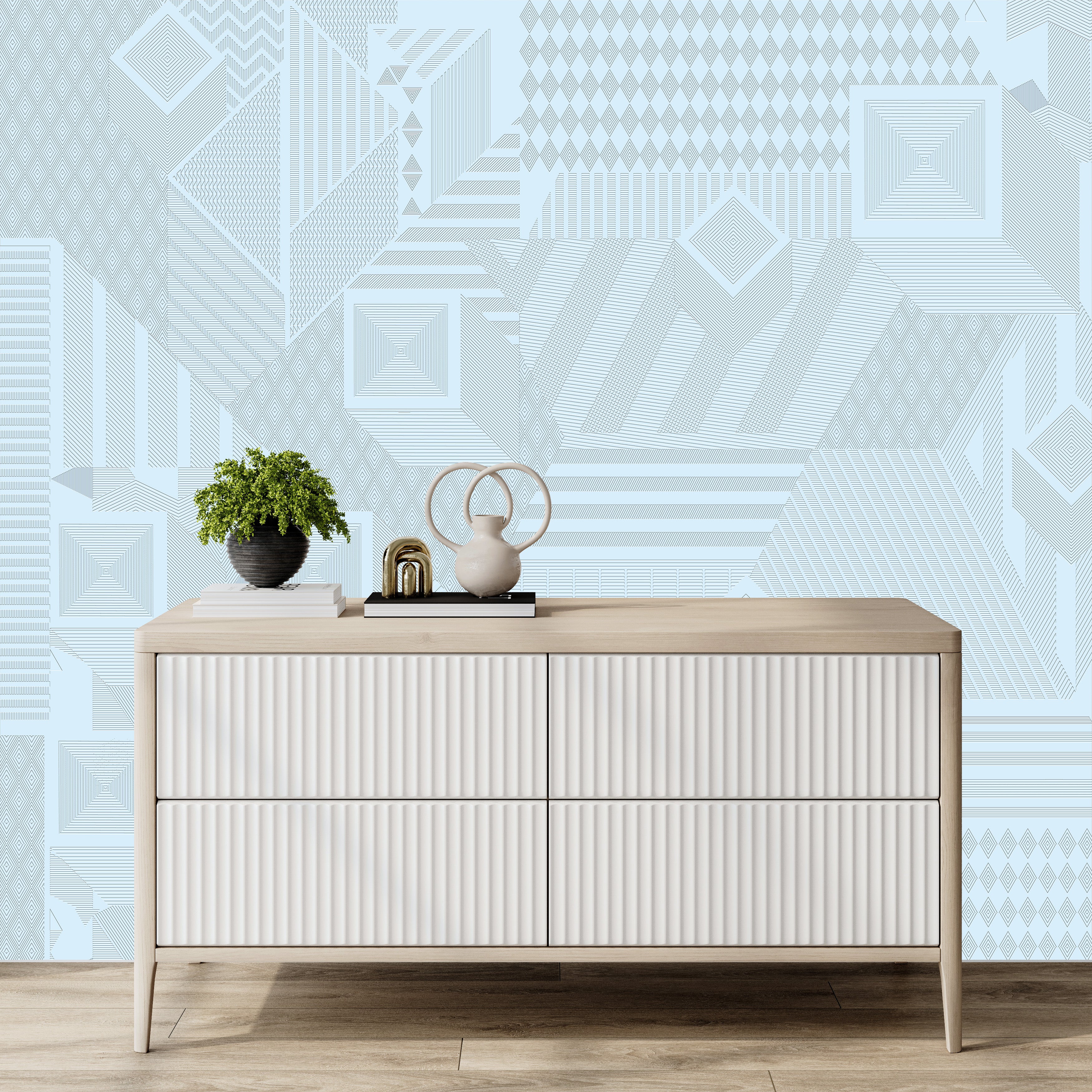 3D Modern Geo Prism - Paintable Mural