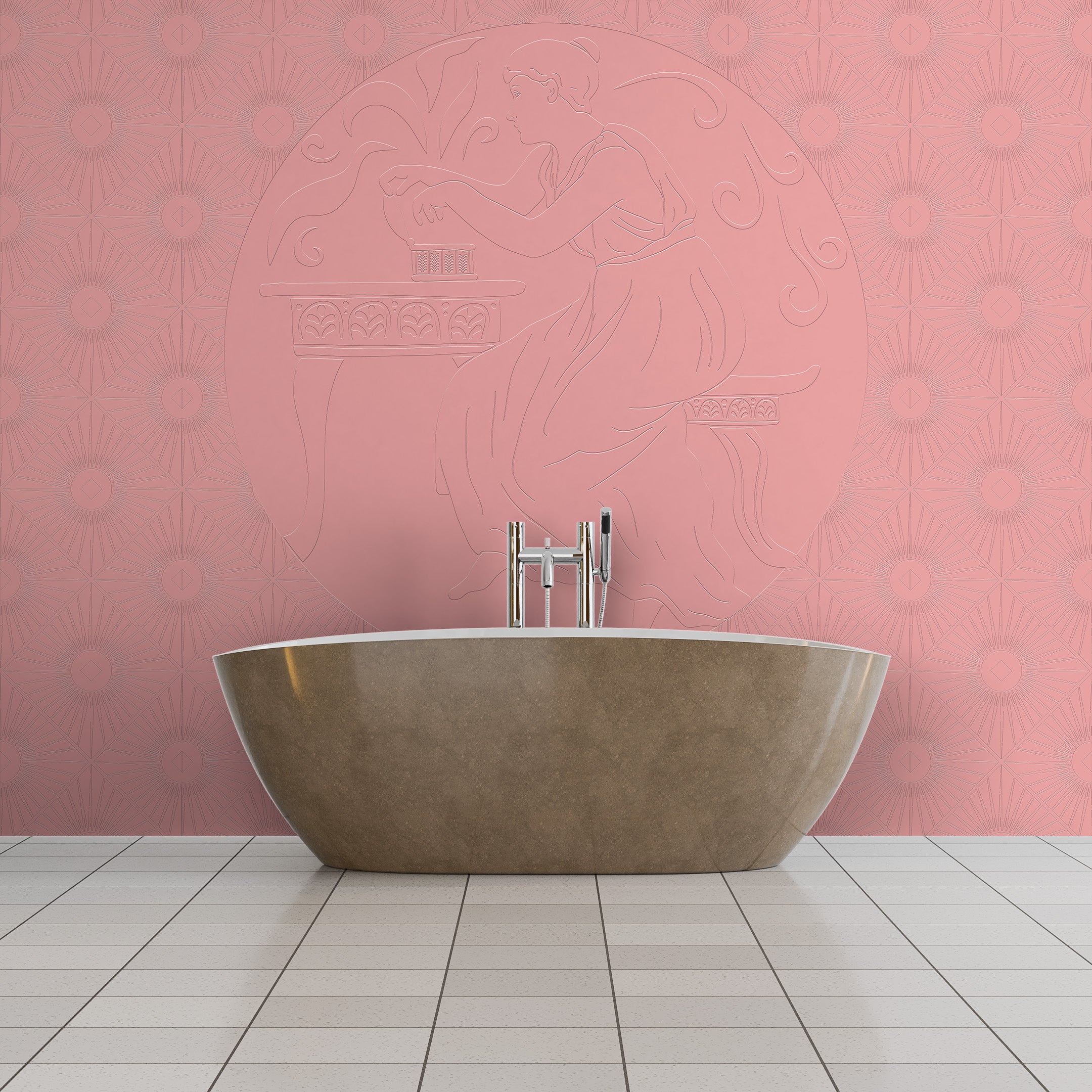 3D Grecian Reverie - Paintable Mural