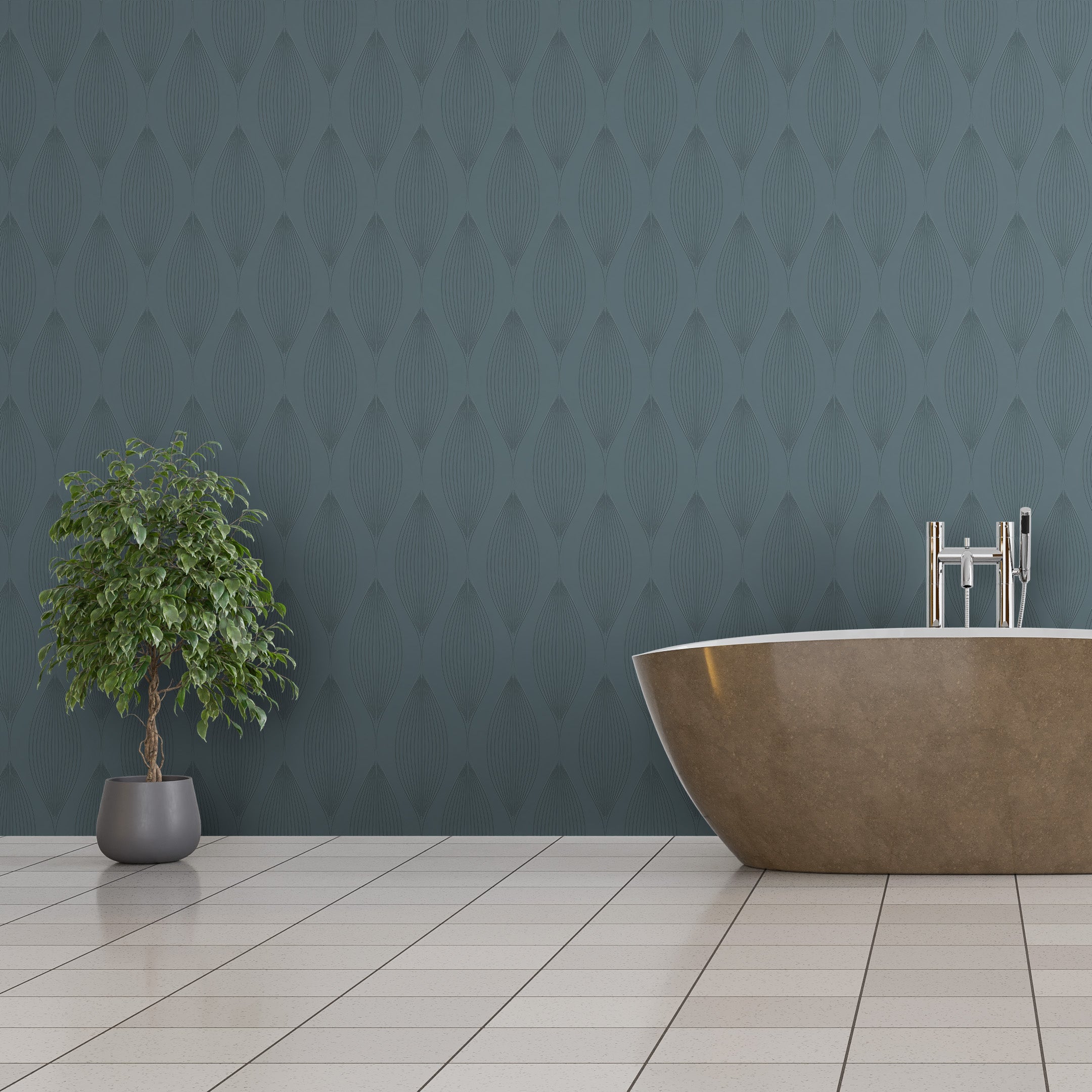 3D Minimalist Stem Rhythm - Paintable Wallpaper