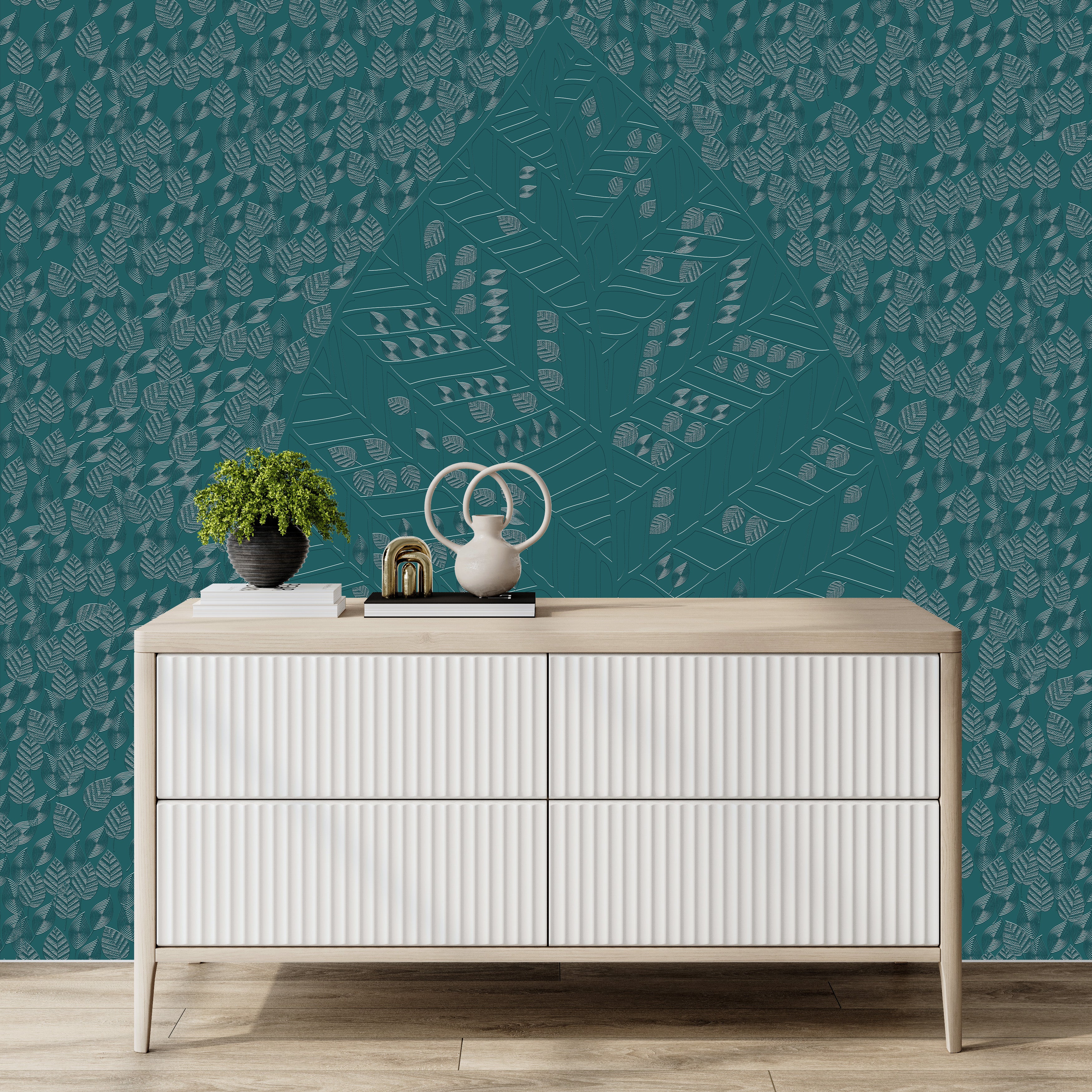 3D Serene Leaf - Paintable Mural