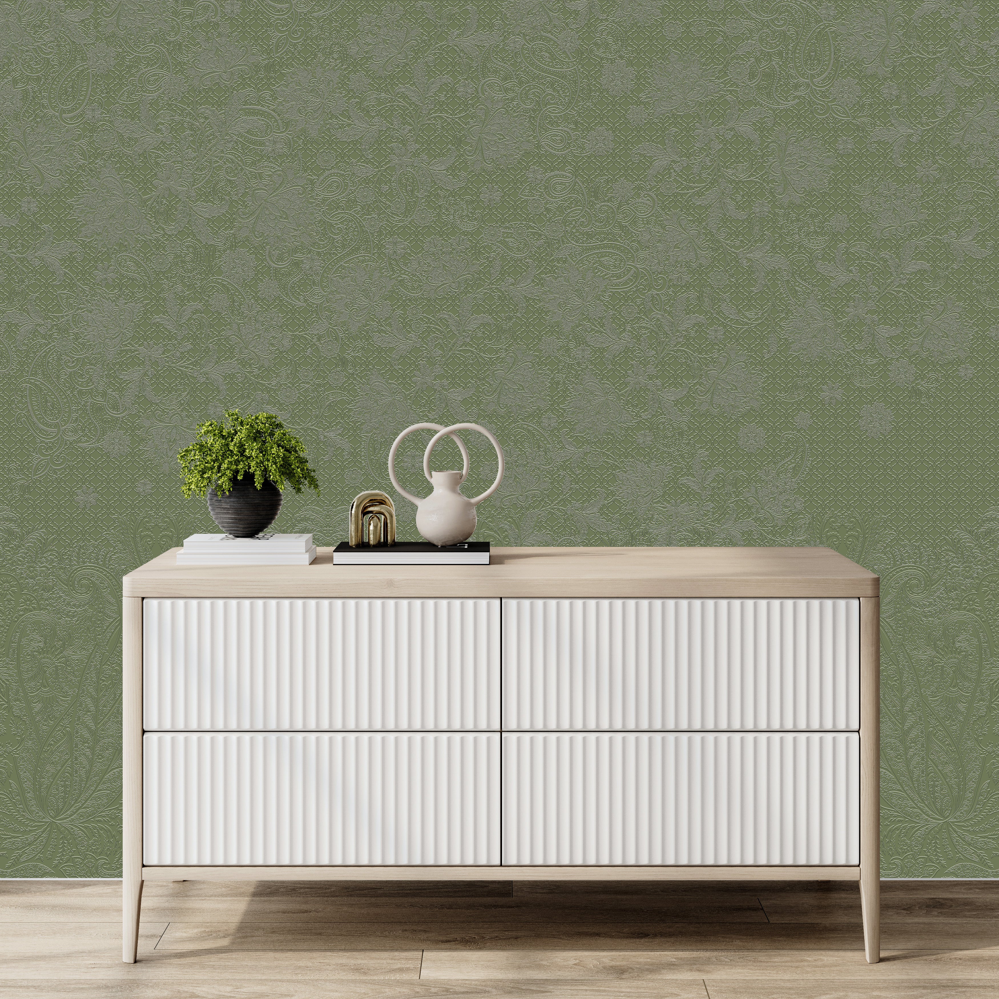 3D Kashmir Floral Tapestry - Paintable Mural