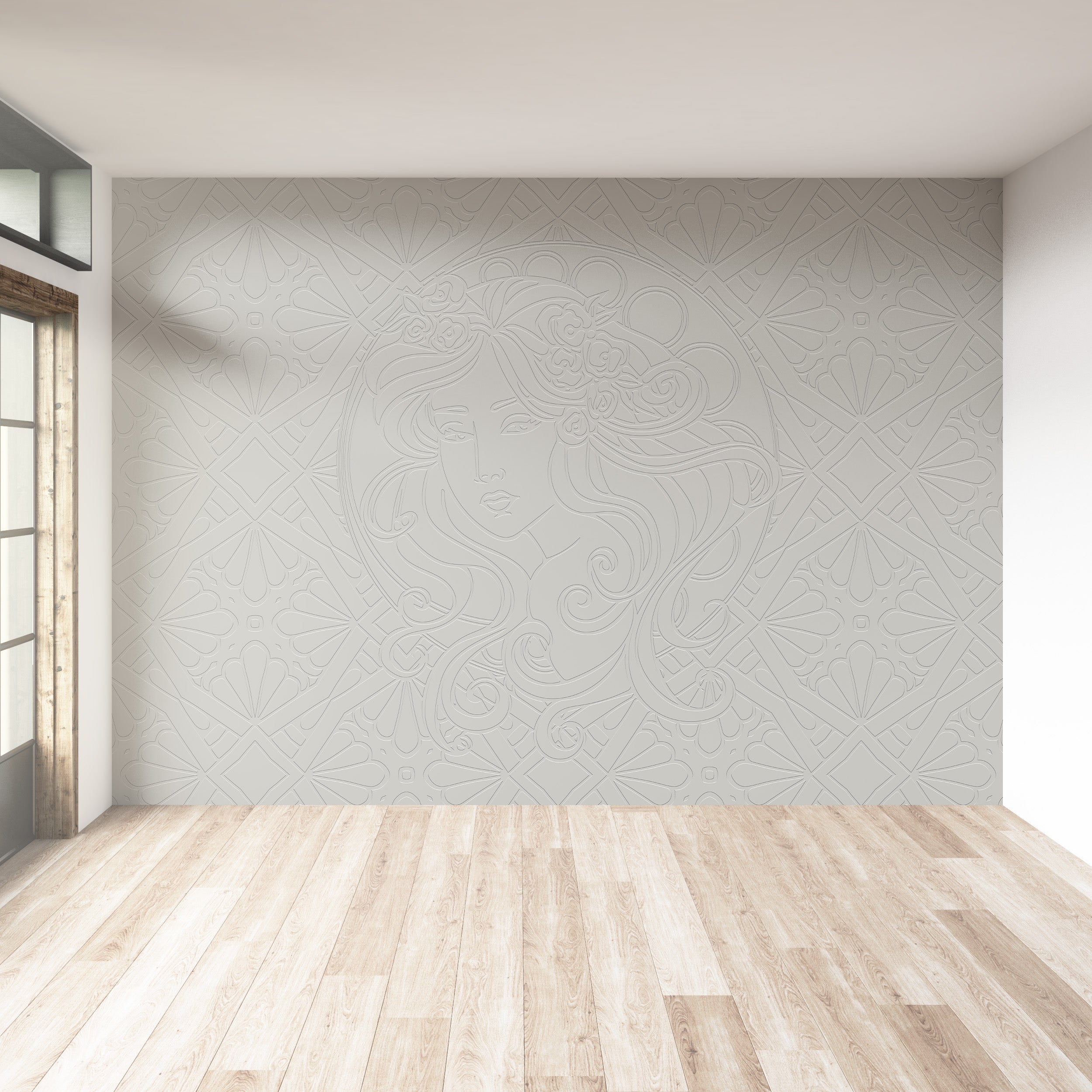 3D Nouveau Muse - Paintable Mural