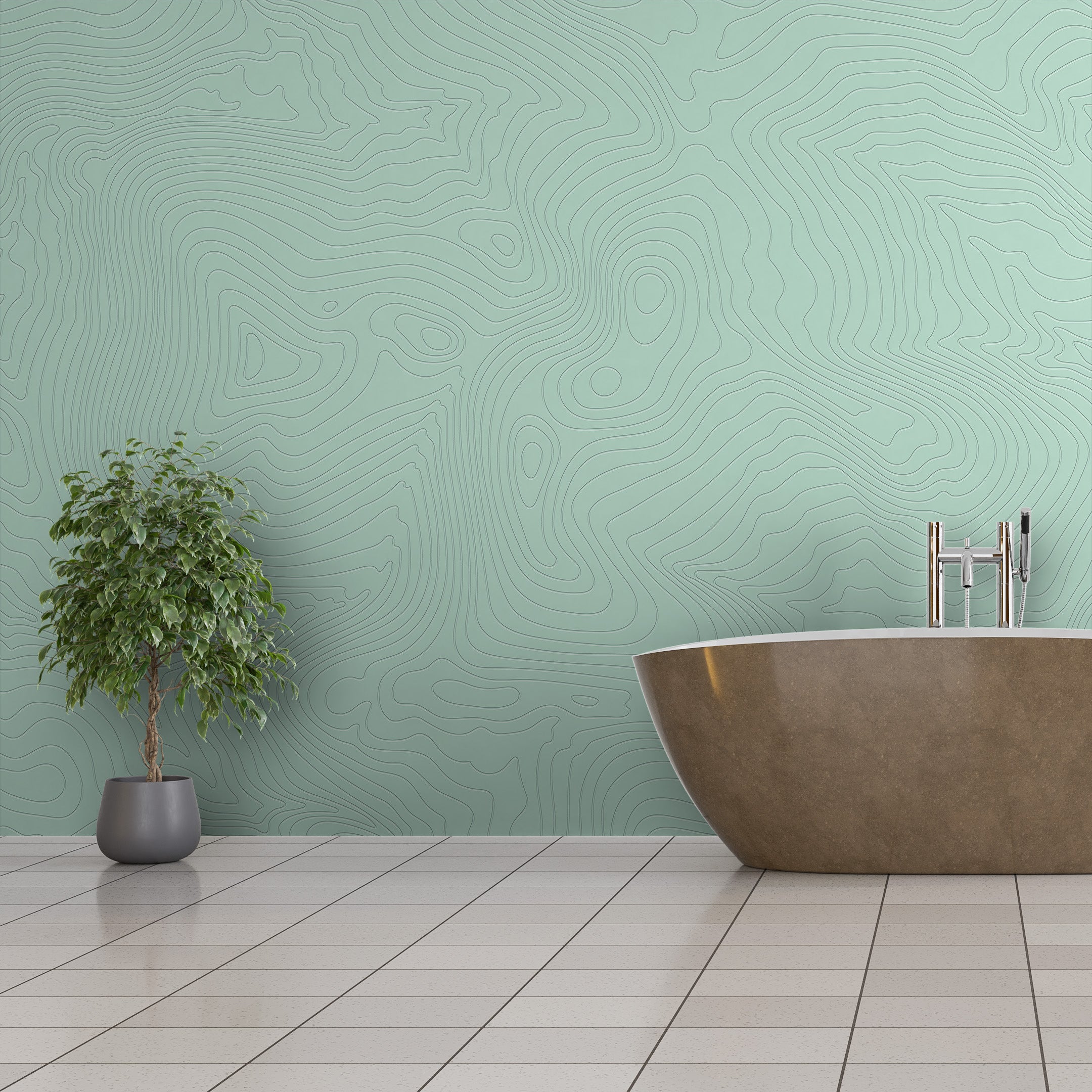 3D Topographic Tranquility - Paintable Mural