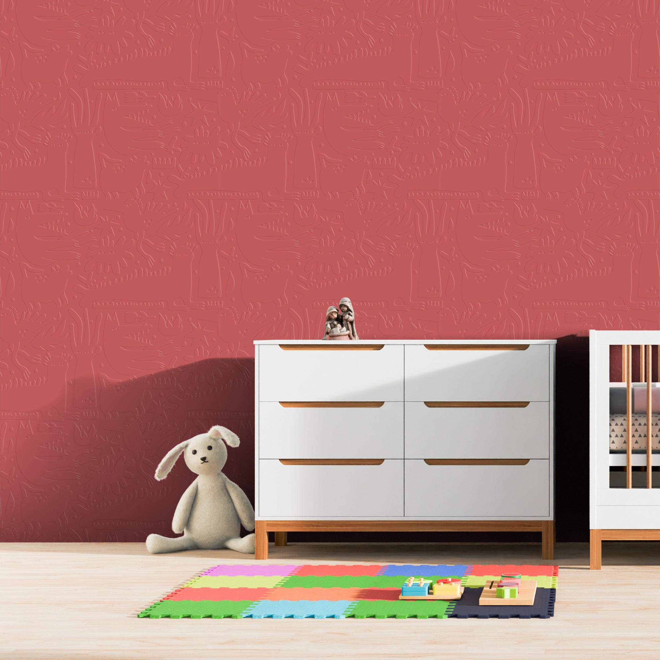 3D Animal Hieroglyphics - Paintable Wallpaper