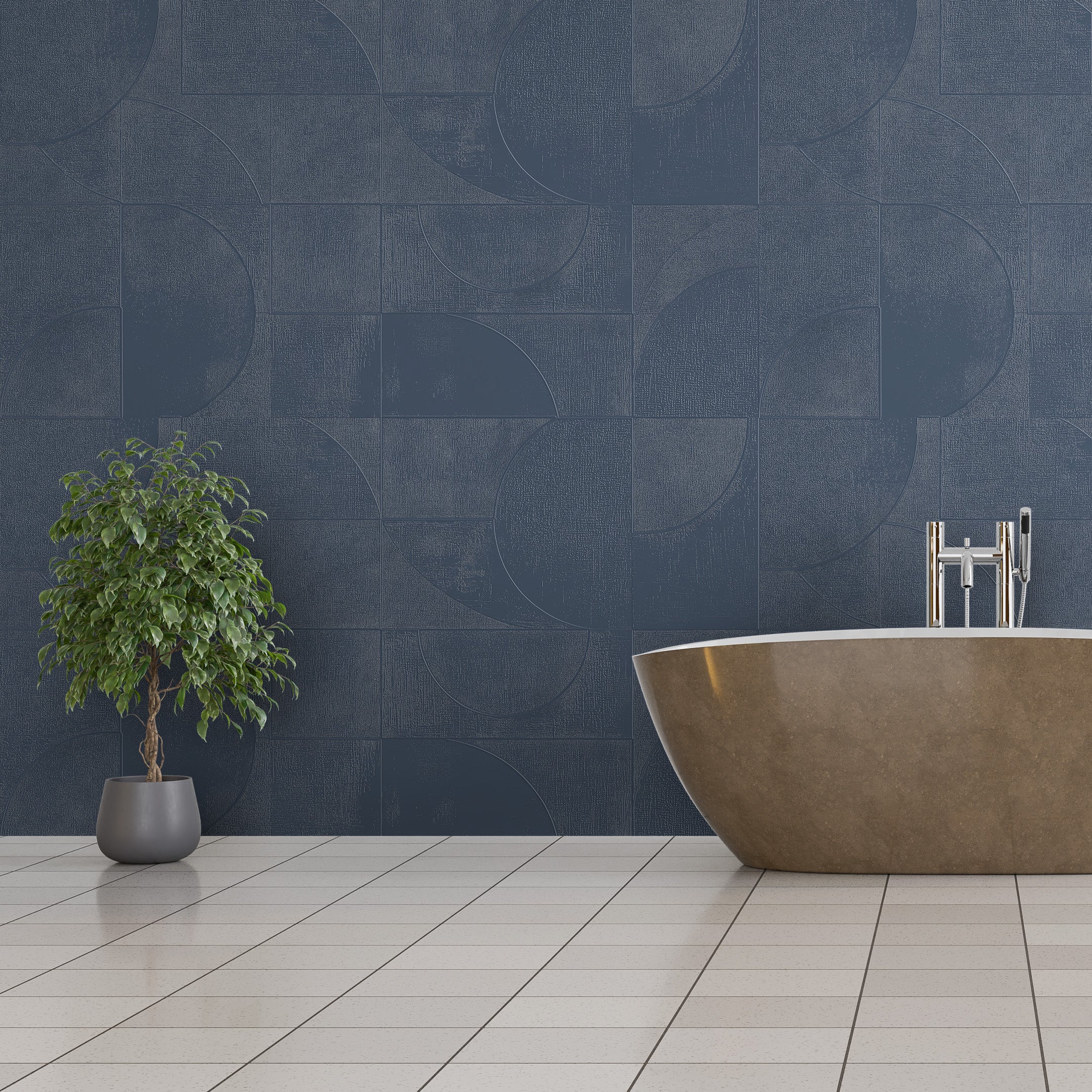 3D Mid-Century Bauhaus Relief - Paintable Mural