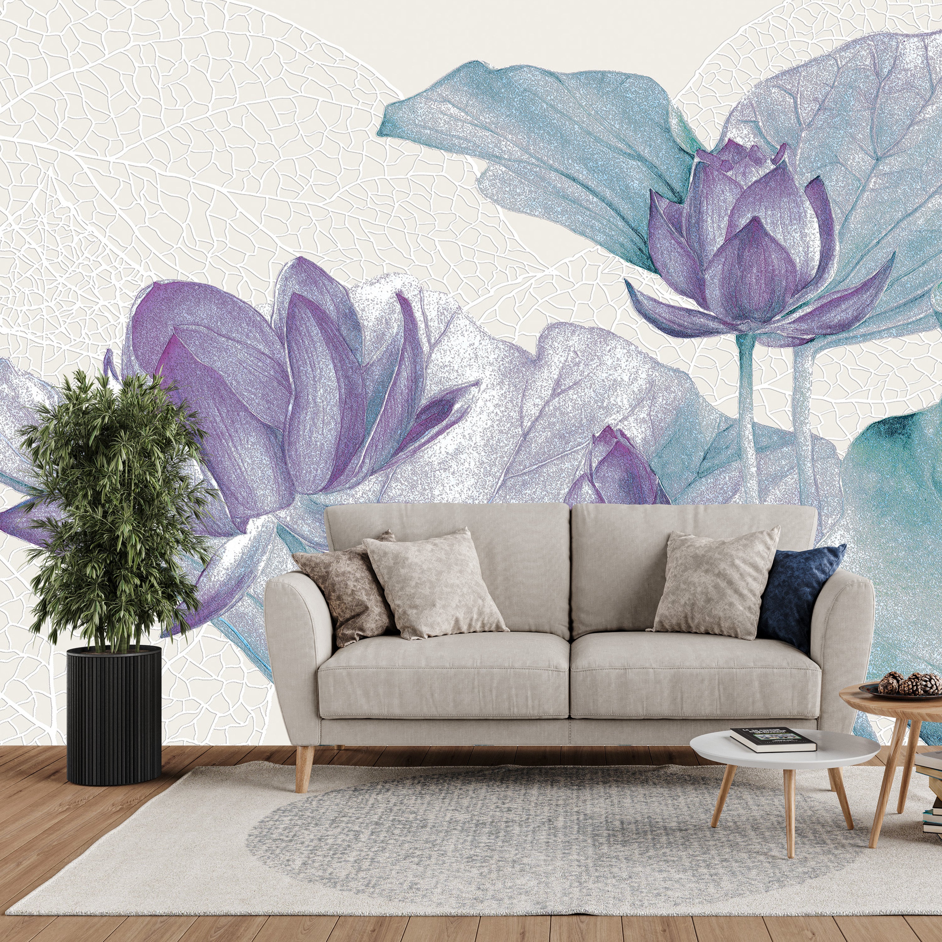 3D Lotus Flower - Printed Mural