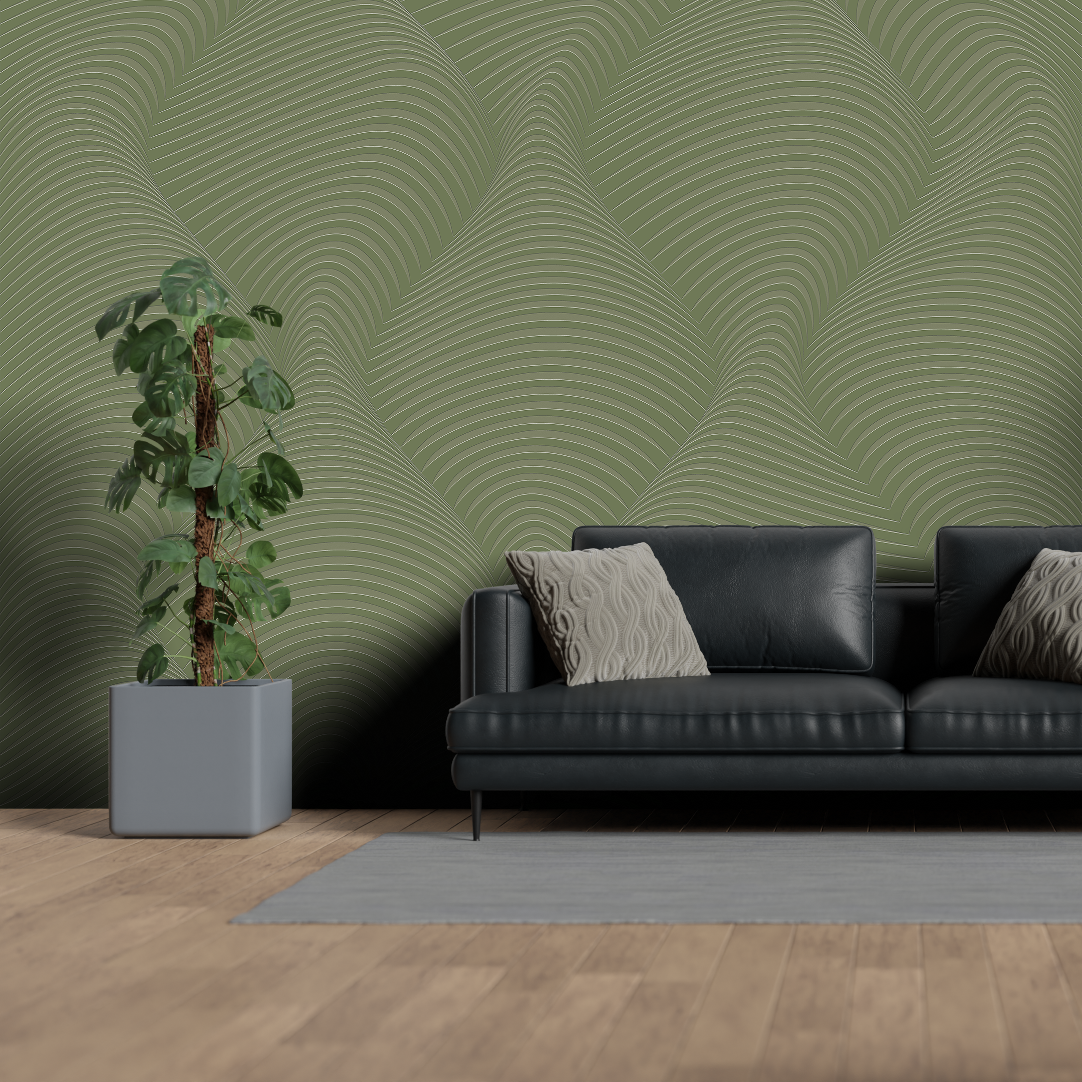 3D Indigo Waves - Paintable Mural