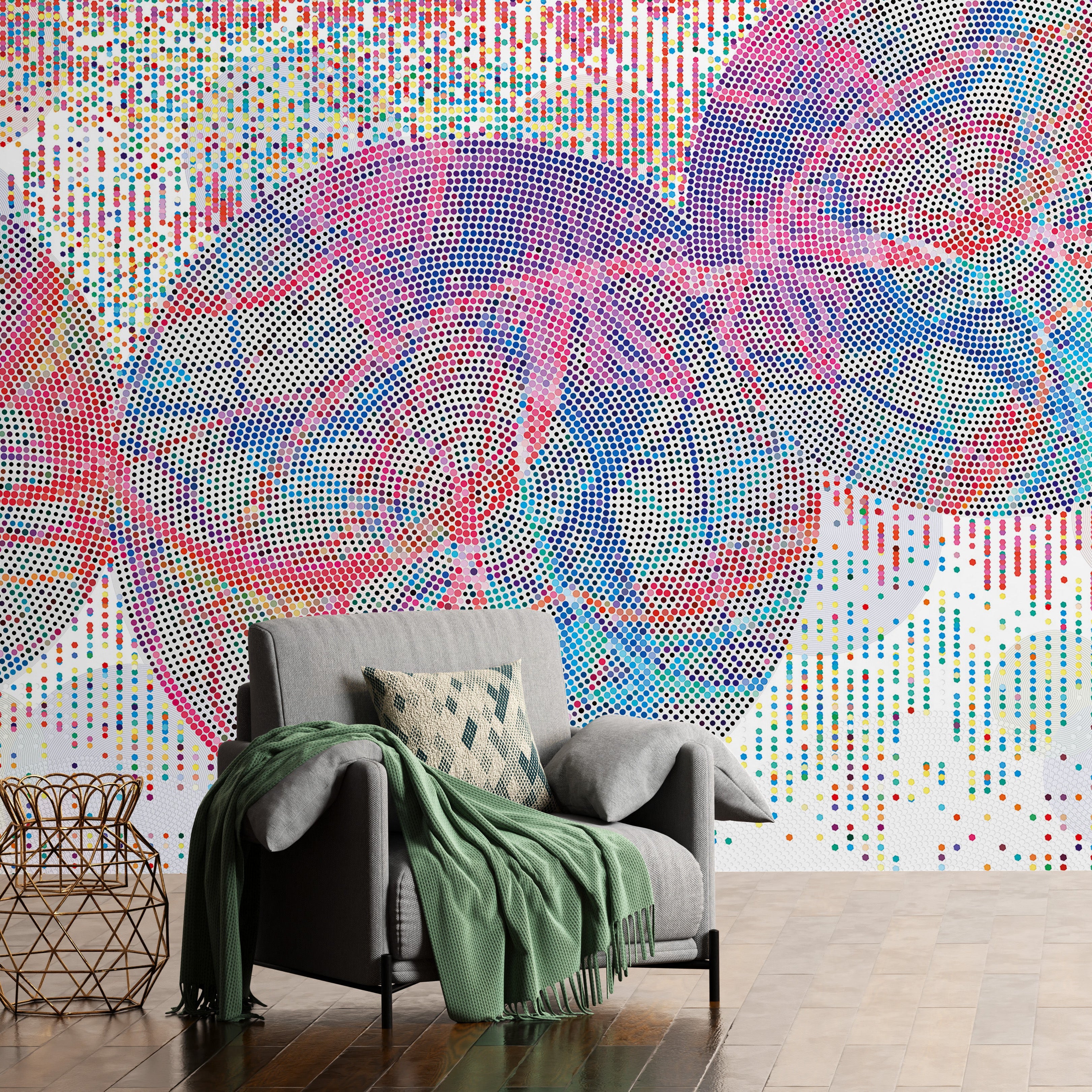 3D Dotted Digital Bloom - Printed Mural