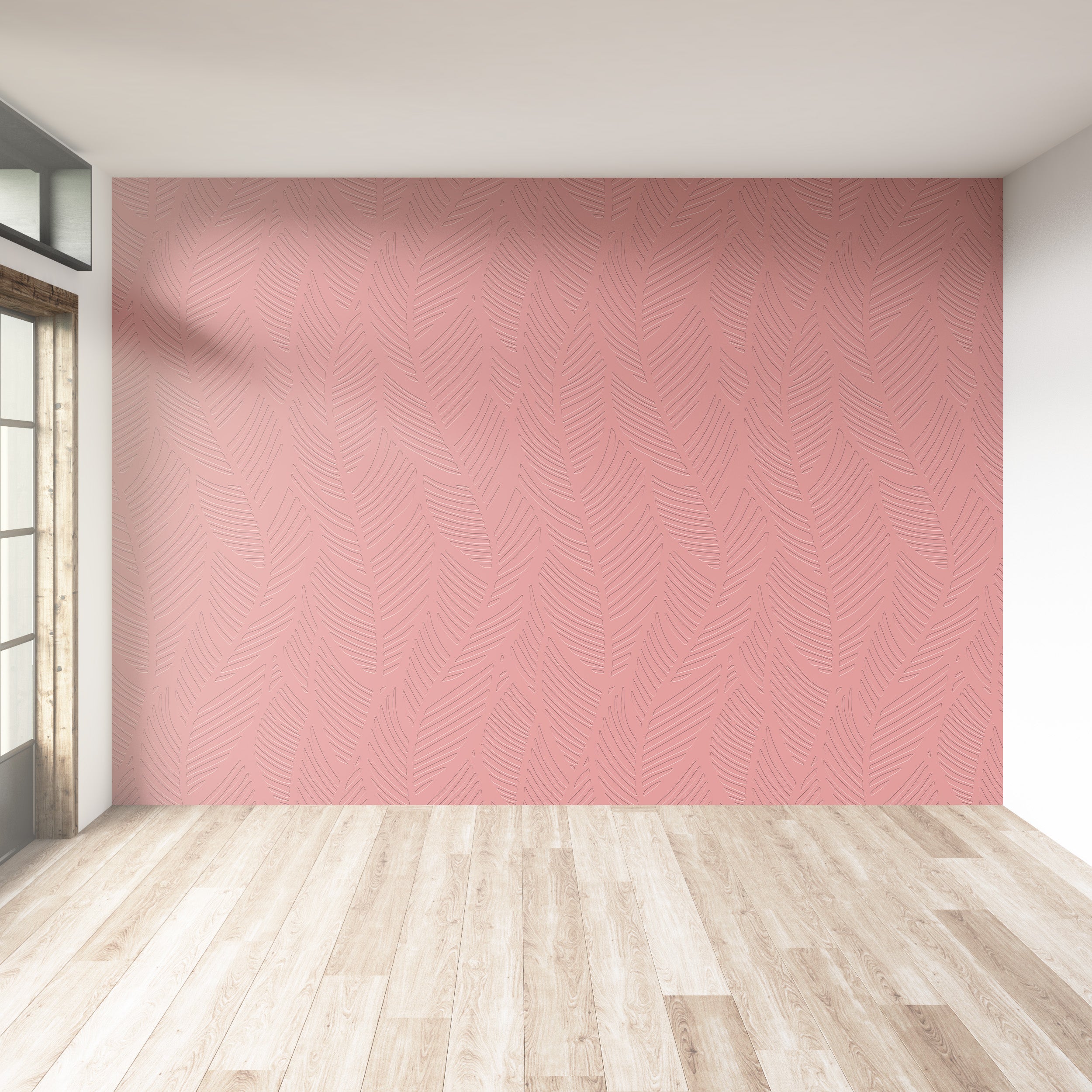 3D Tropical Frond Relief - Paintable Mural