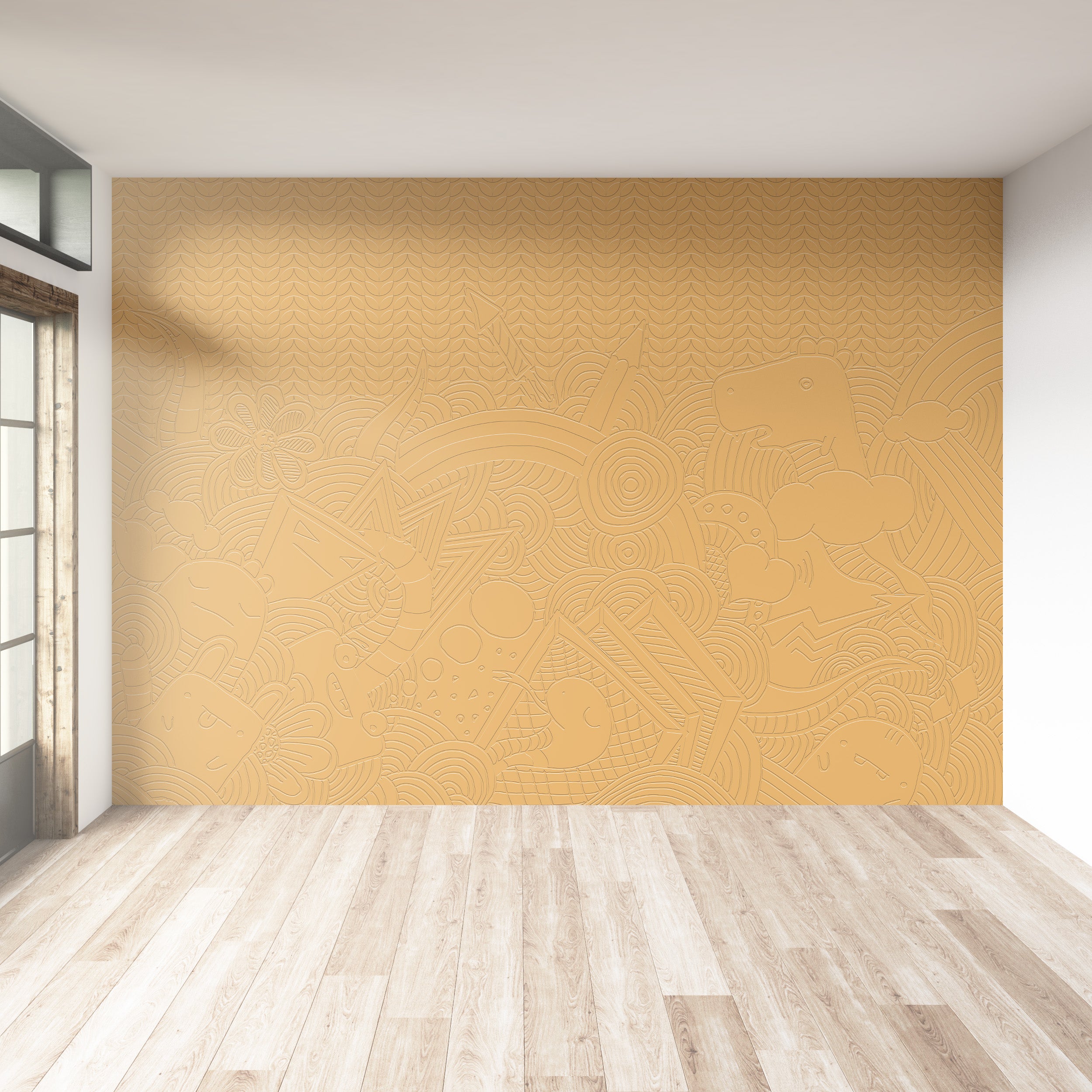 3D Dinosaur & Doodle Nursery - Paintable Mural