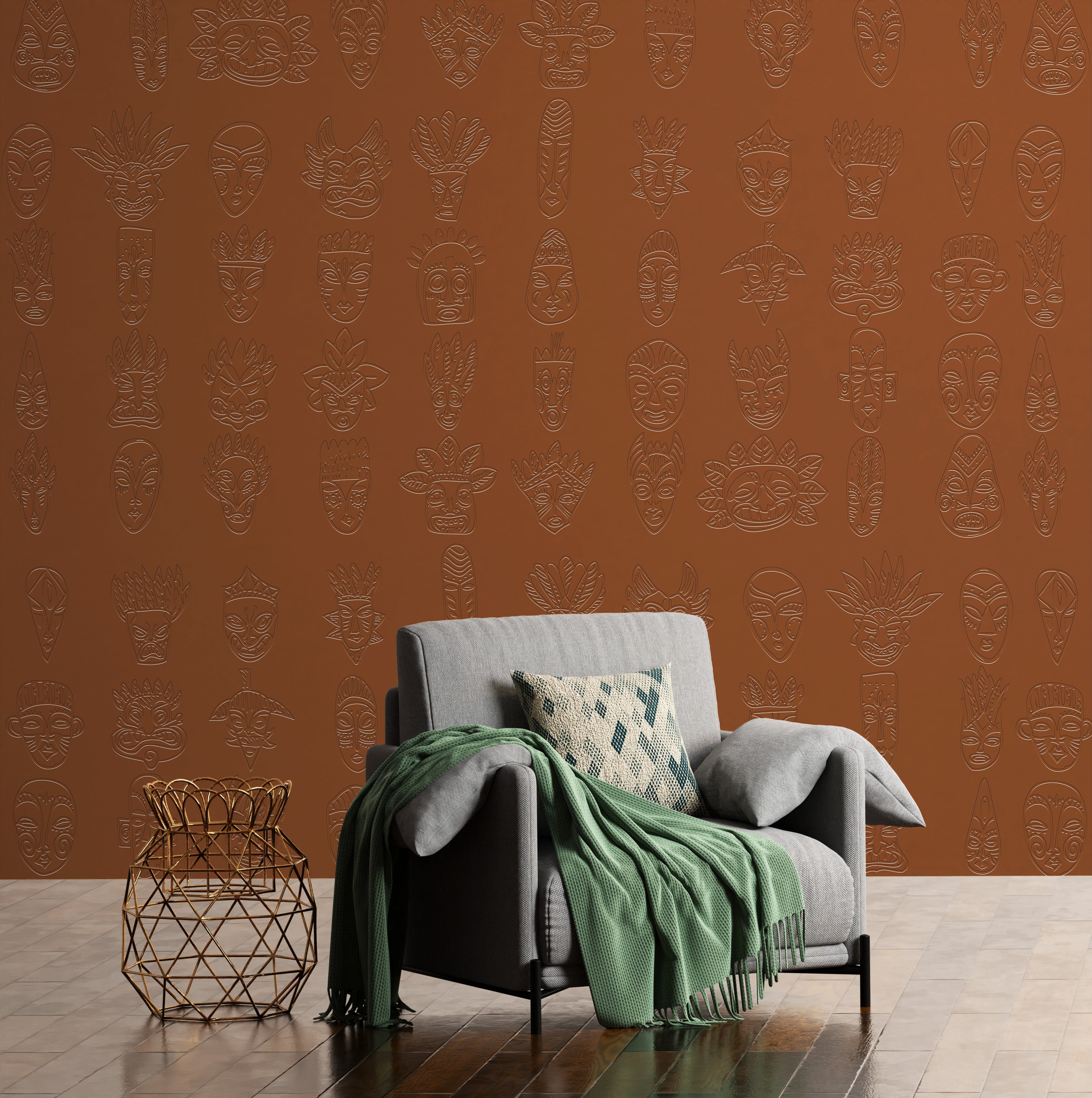 3D Mythic Faces - Paintable Mural