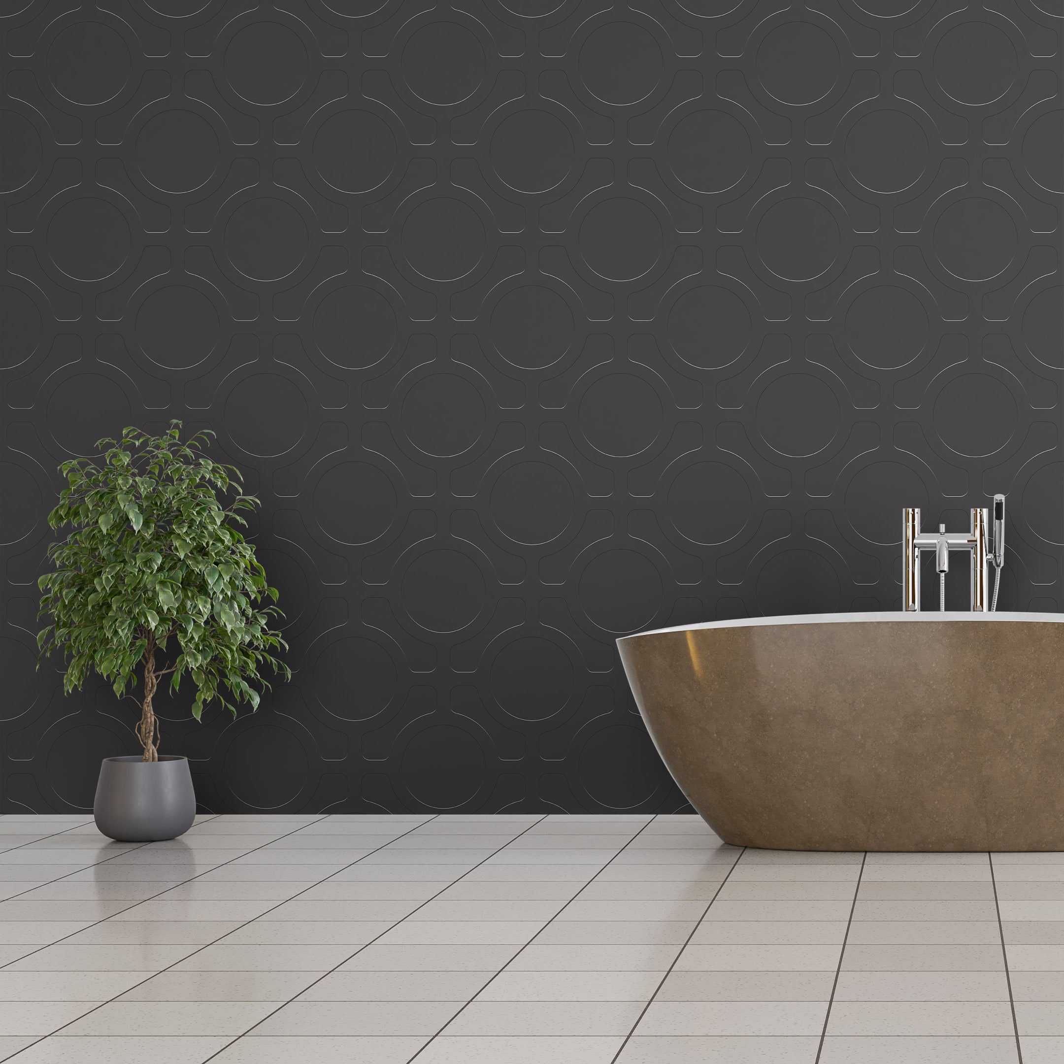 3D Modern Orbit Grid - Paintable Wallpaper