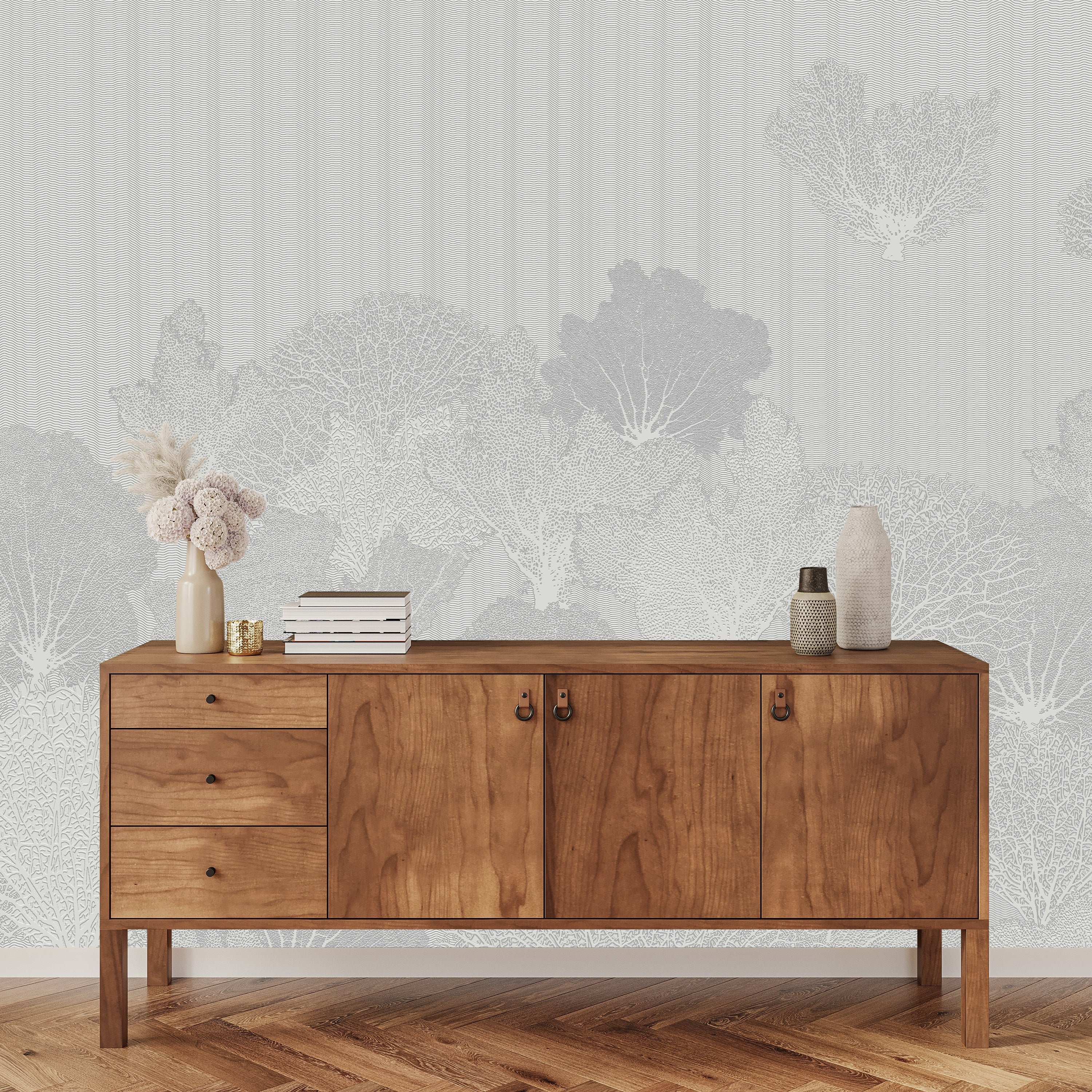 3D Coral Serenity - Paintable Mural