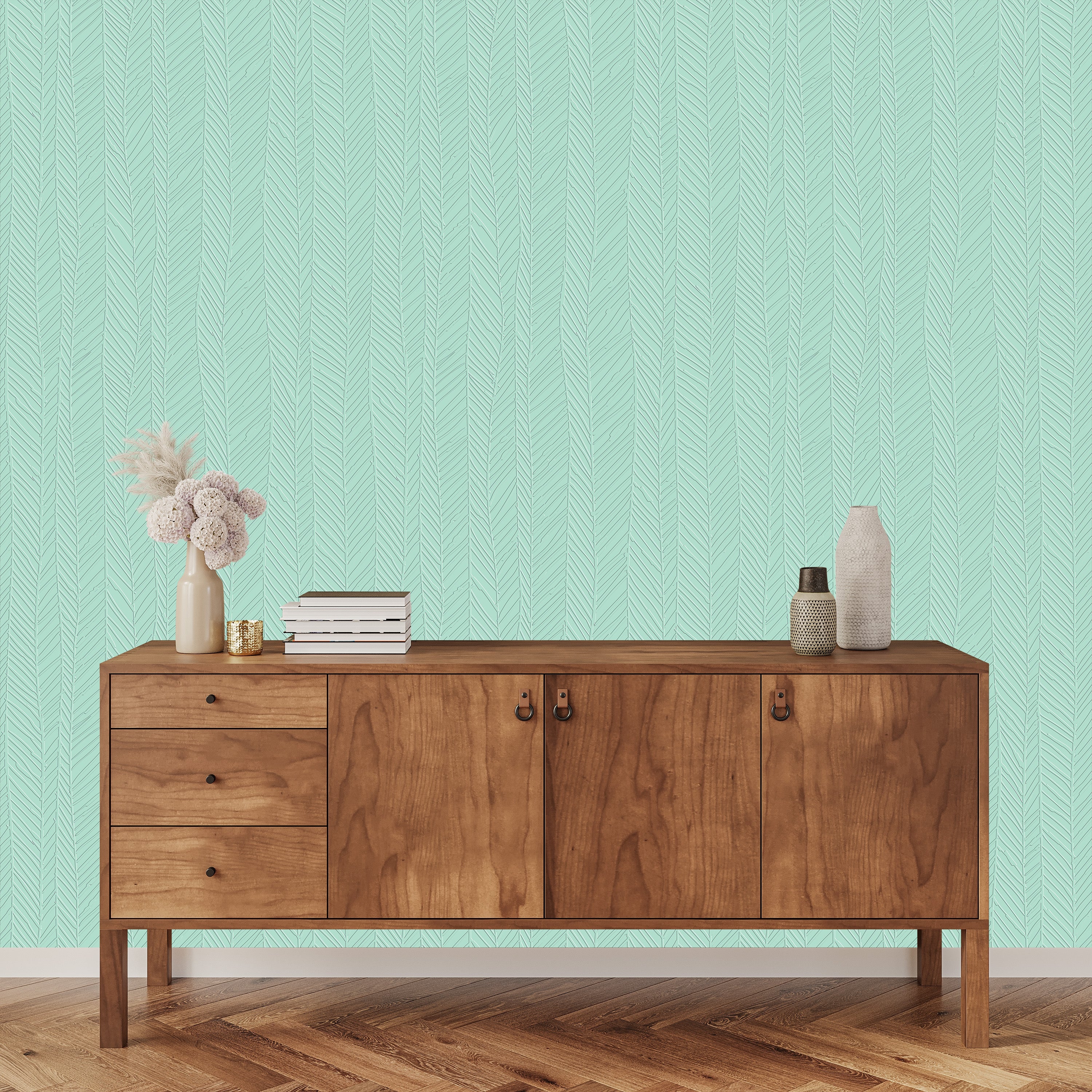 3D Rhythmic Reed Wave - Paintable Wallpaper