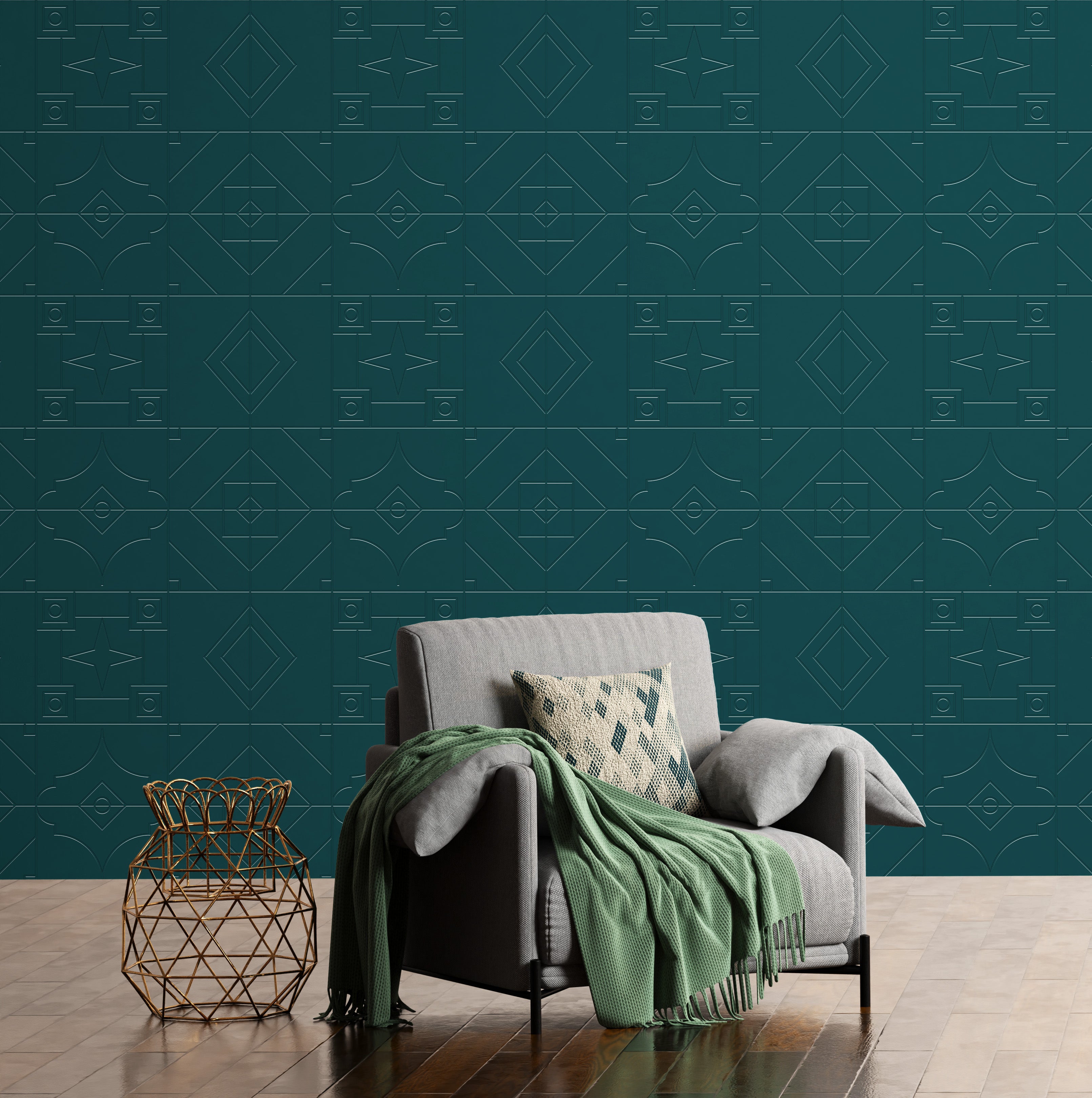 3D Vintage Ray Display - Paintable Wallpaper