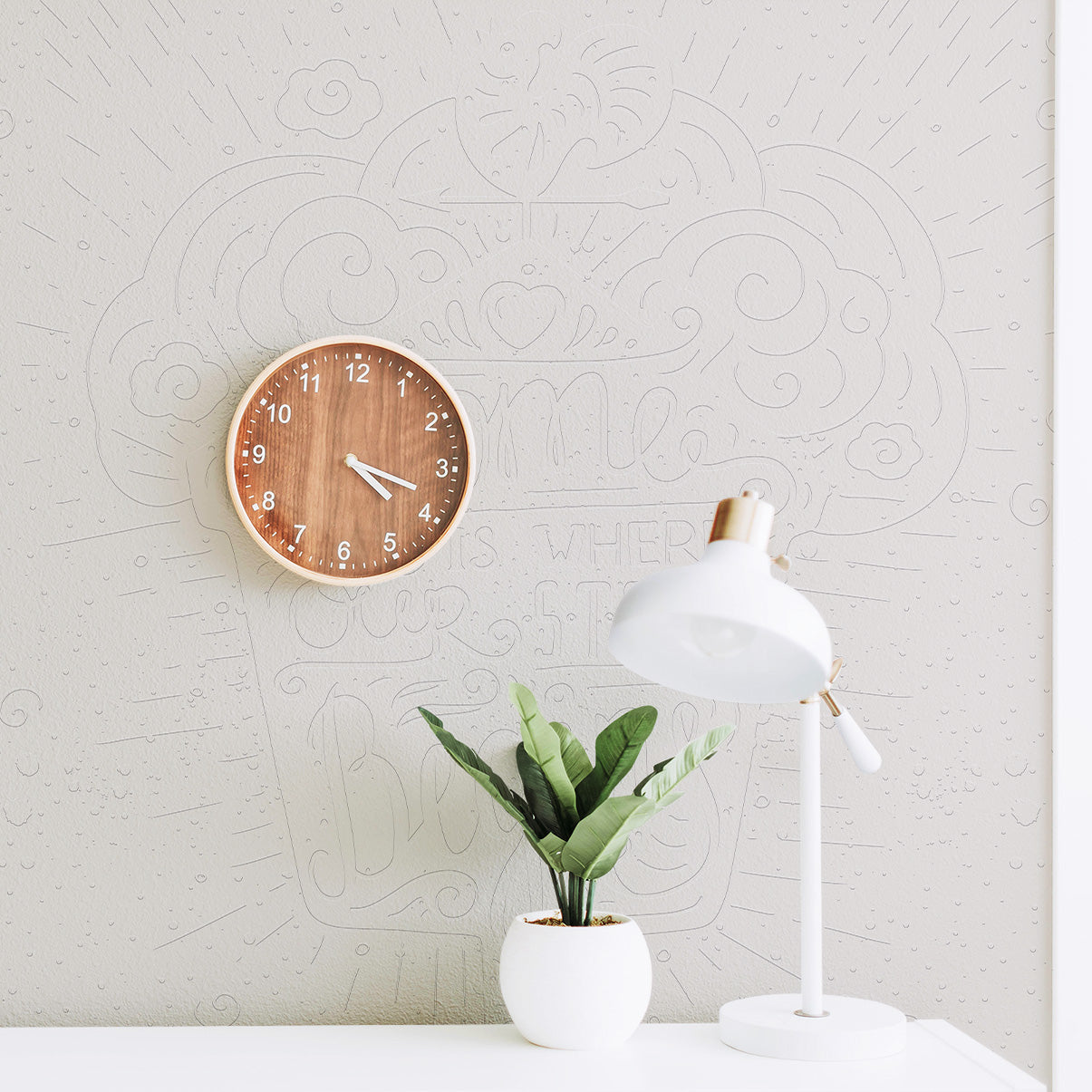 3D Sweet Home Calligraphy - Paintable Mural