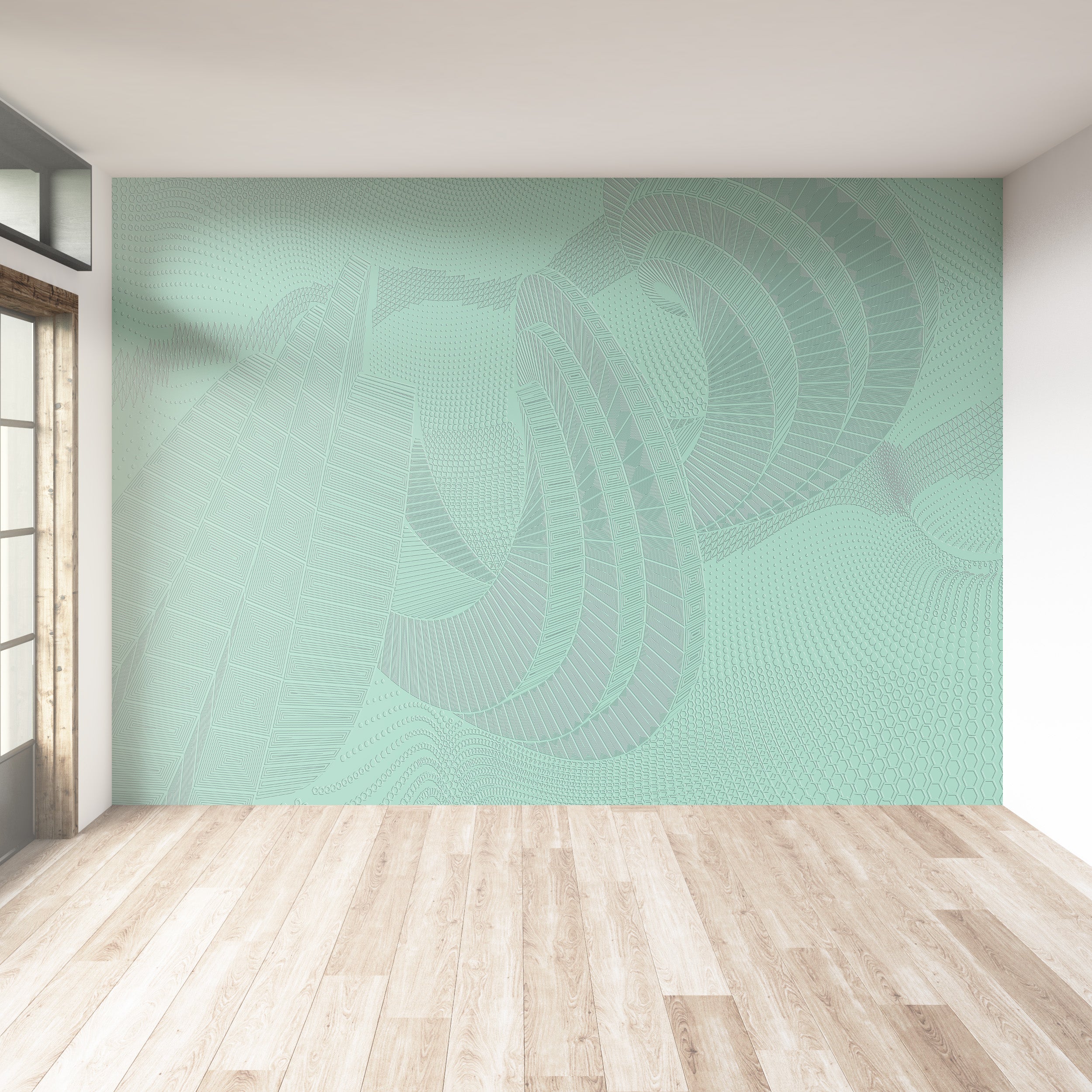 3D Geometric Flow Accent Wall - Paintable Mural