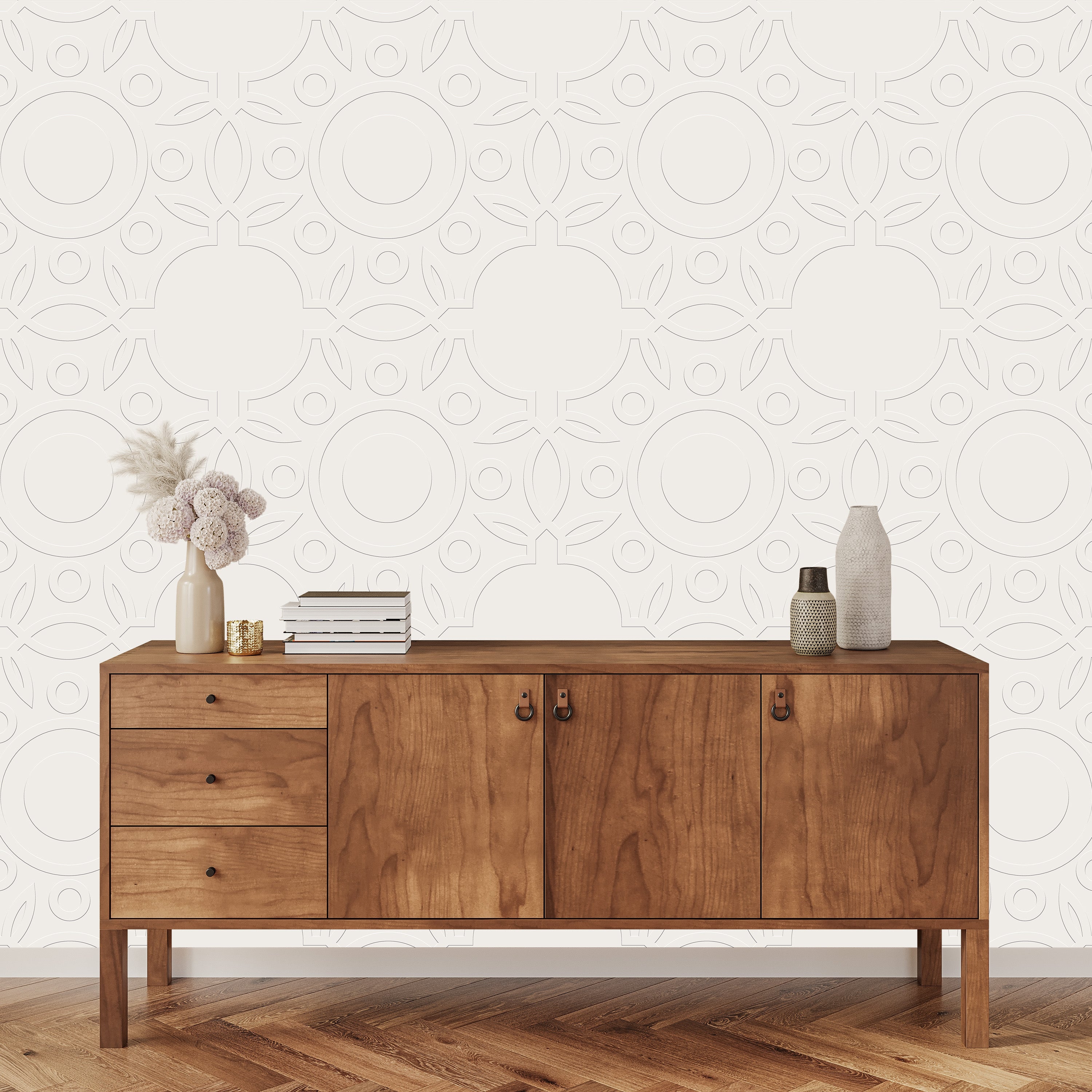 3D Regal Geometric Compass - Paintable Wallpaper