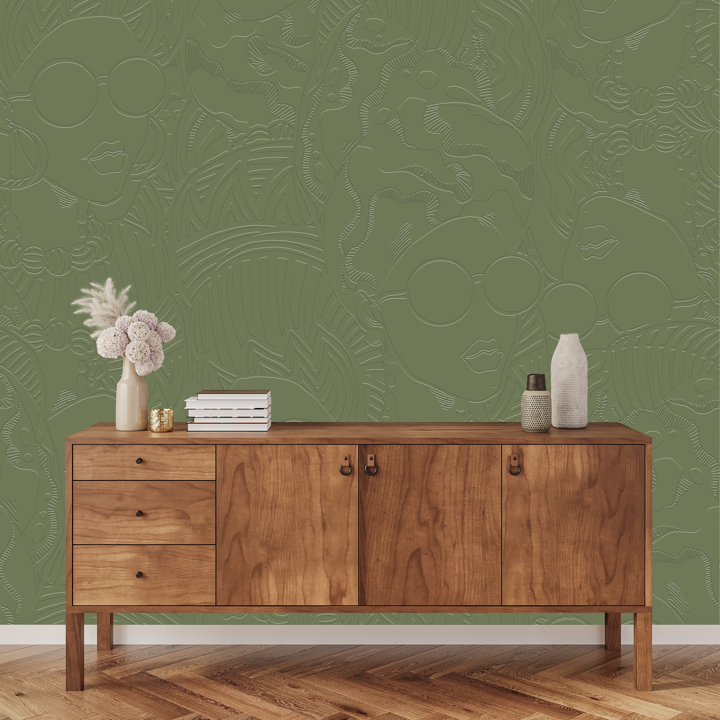 3D Glamour Girls - Paintable Mural