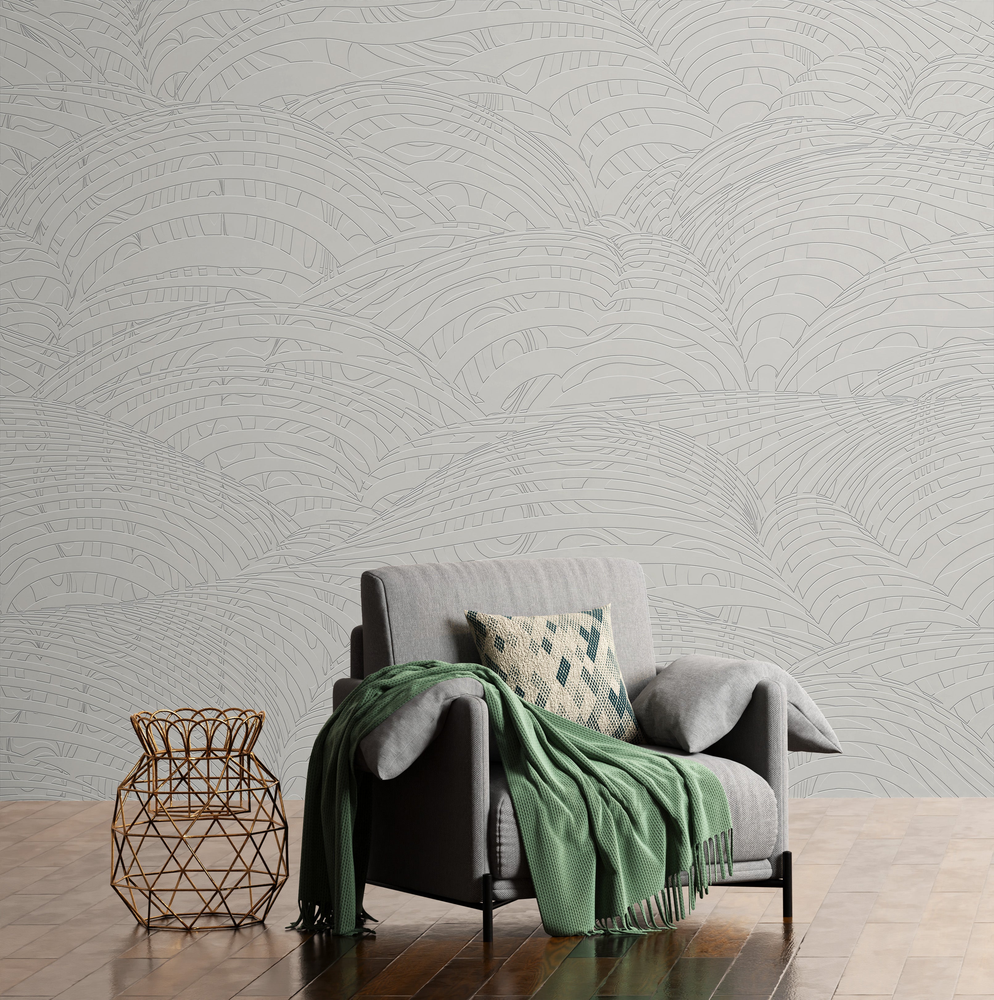 3D Art Deco Horizon - Paintable Mural