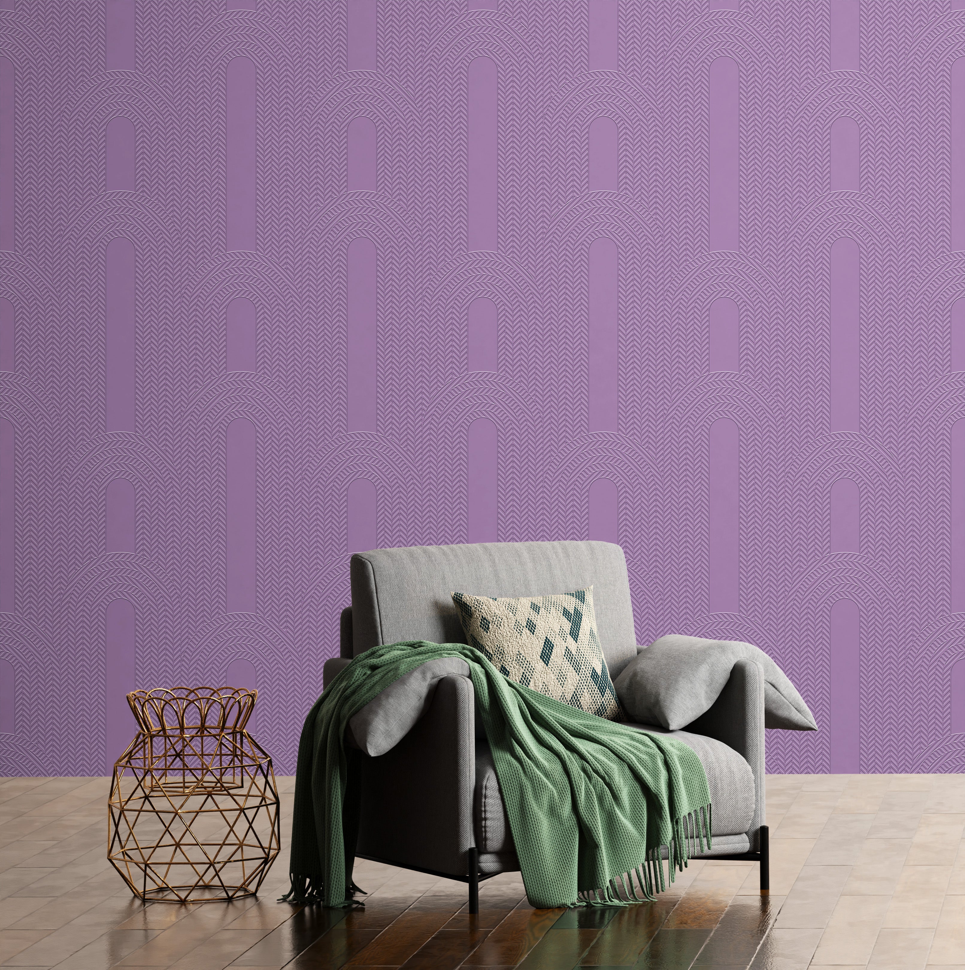 3D Deco Herringbone Rise - Paintable Wallpaper