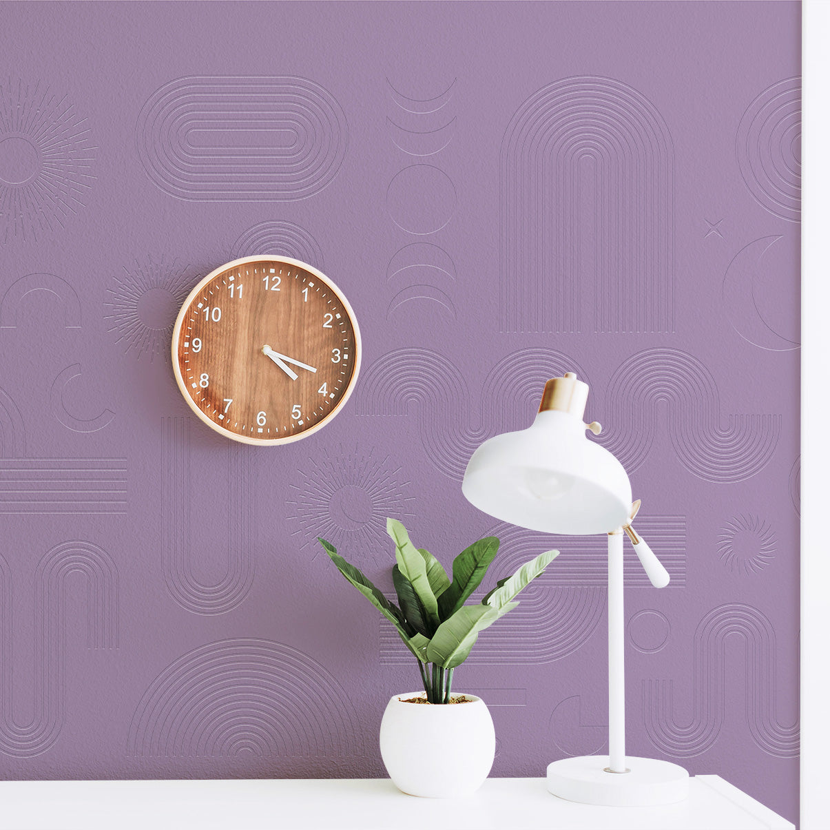 3D Abstract Arch & Sunburst - Paintable Mural