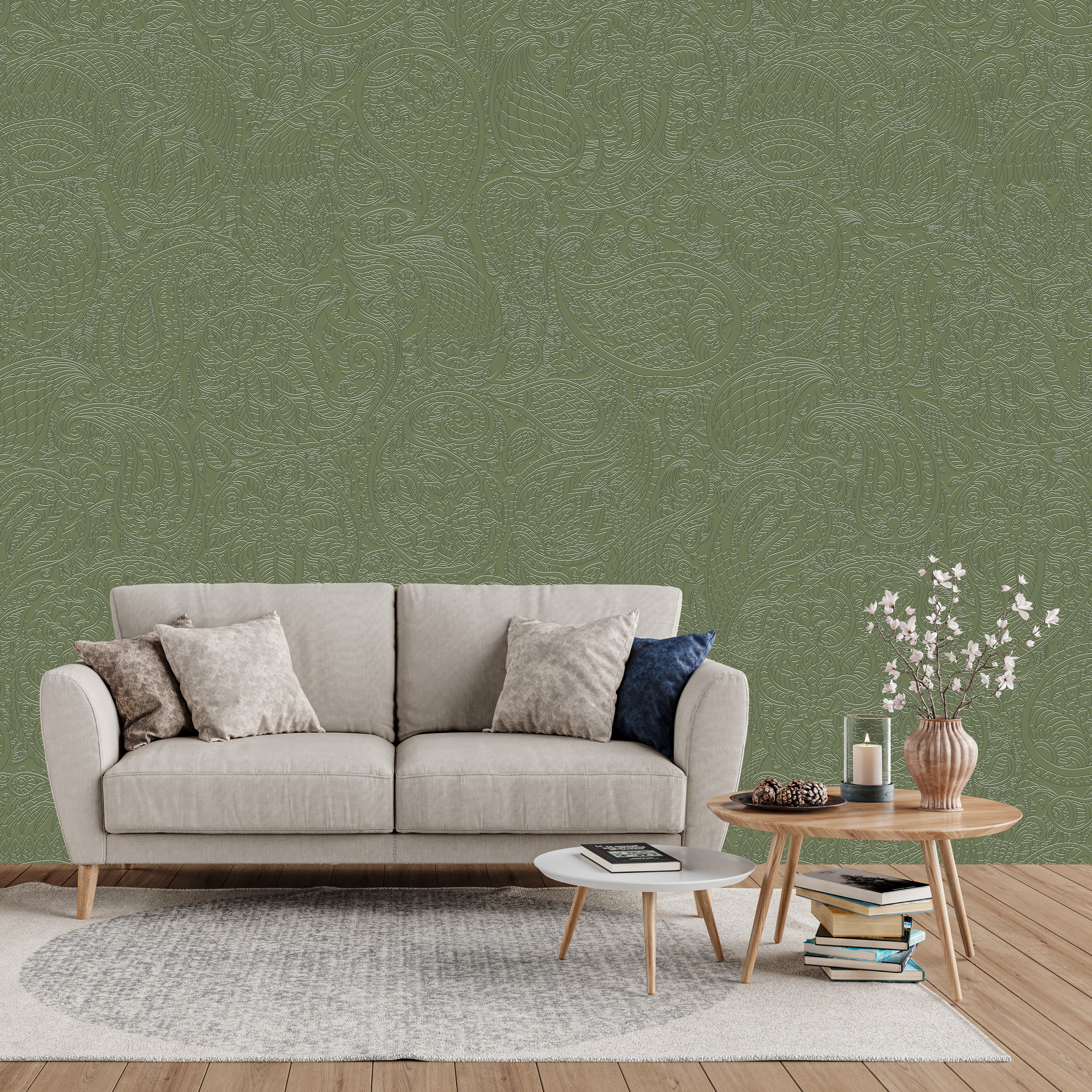 3D Paisley Whisper - Paintable Mural