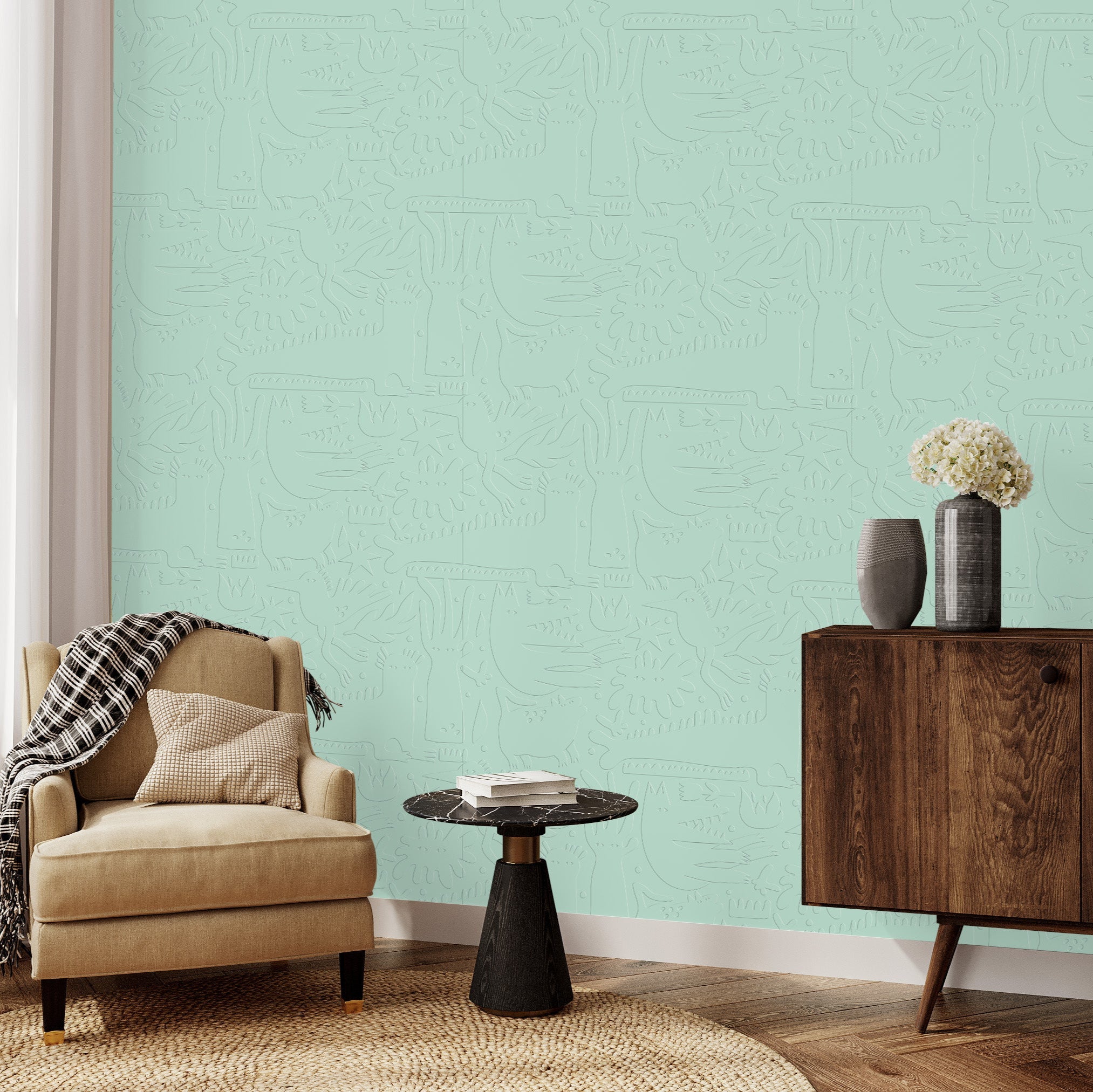 3D Animal Hieroglyphics - Paintable Wallpaper