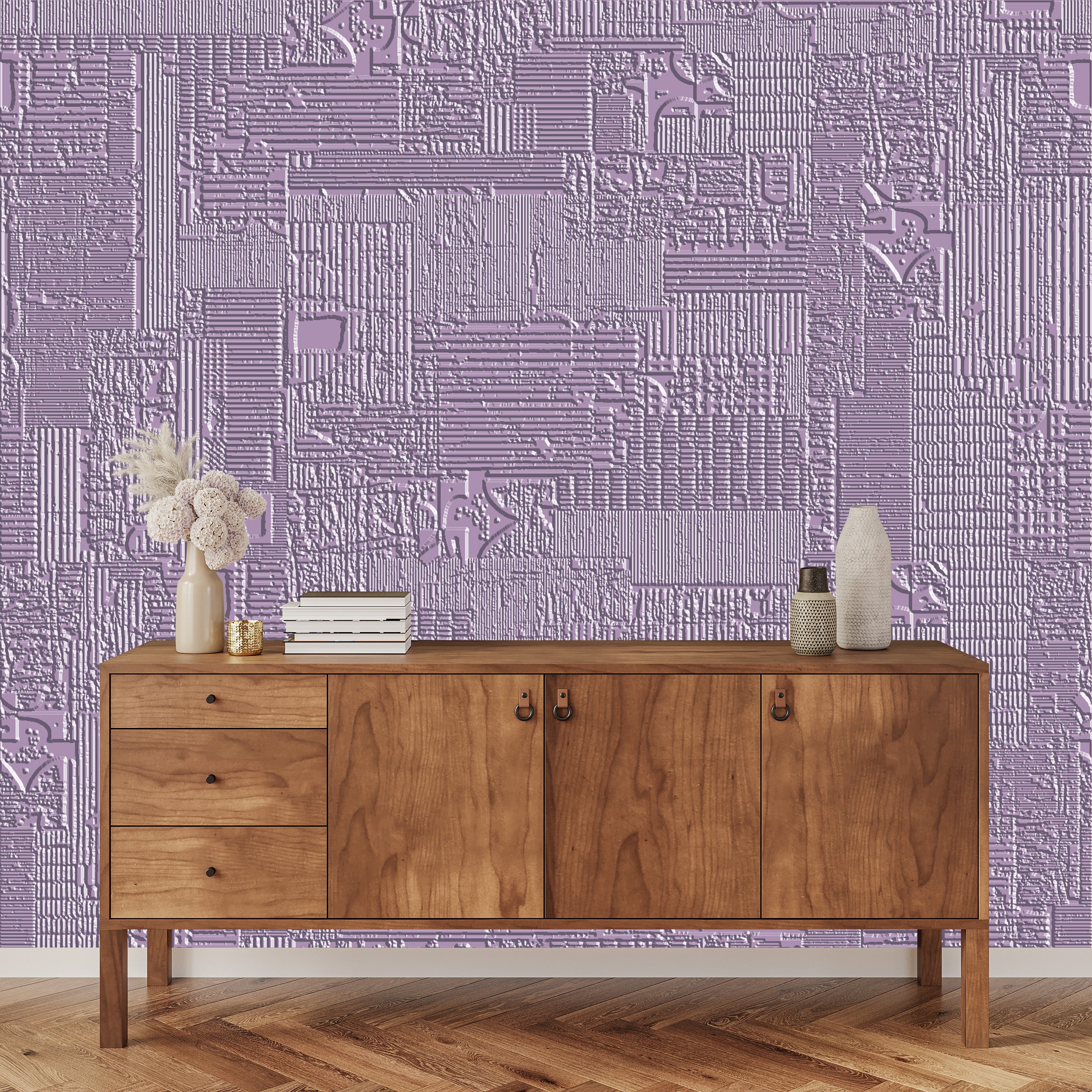 3D Digital Blueprint Facade - Paintable Mural