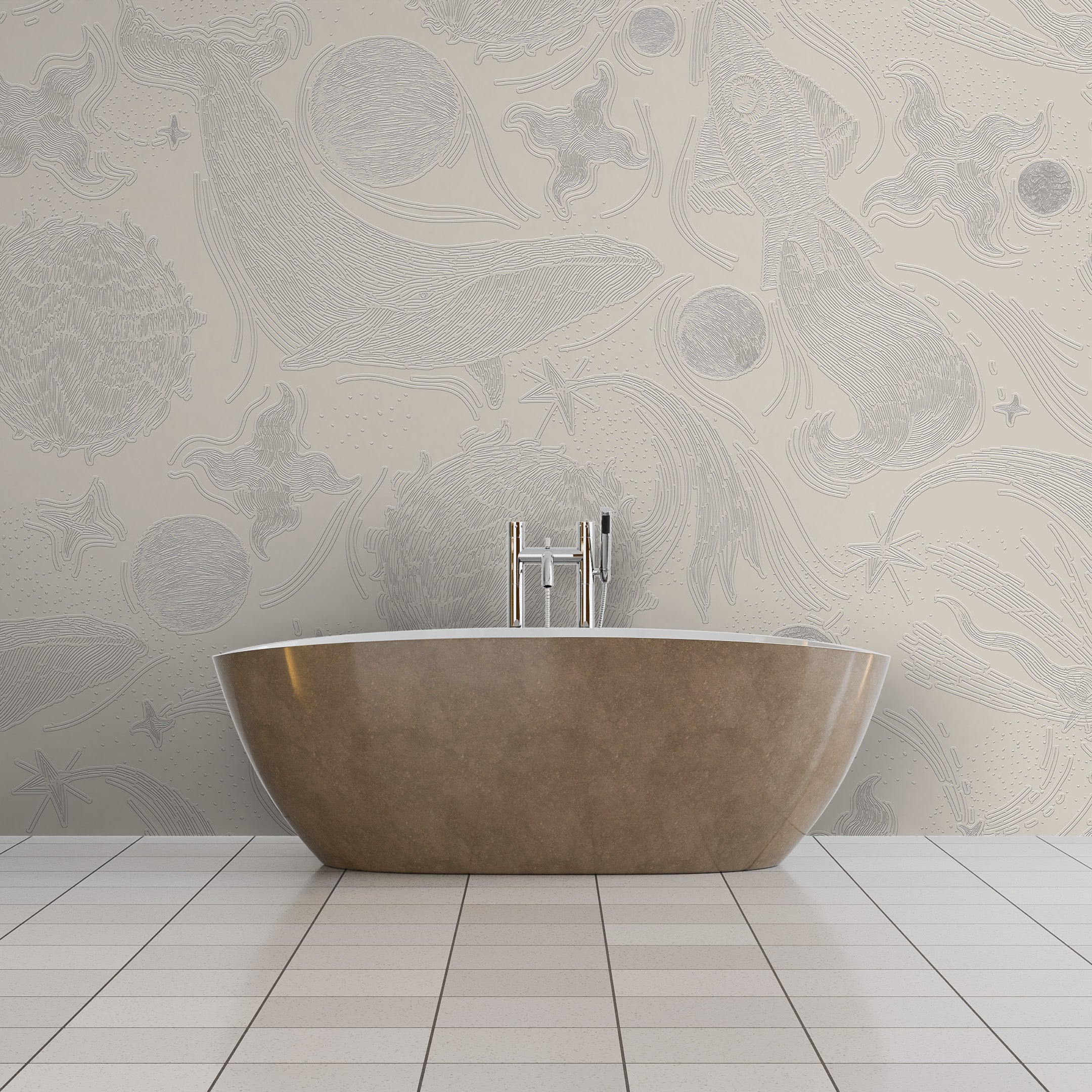 3D Cosmic Whale Journey - Paintable Mural