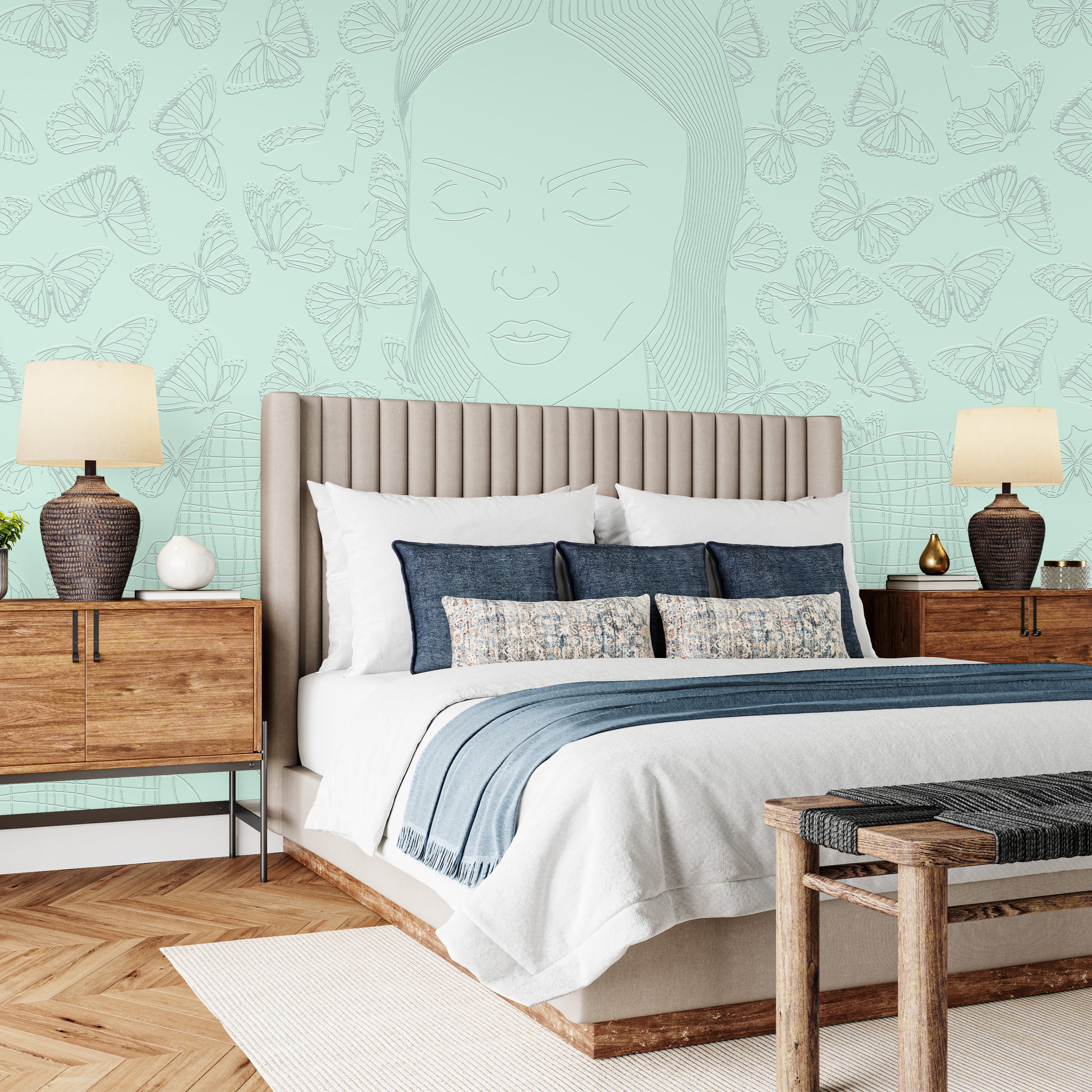 3D Butterfly Embrace - Paintable Mural