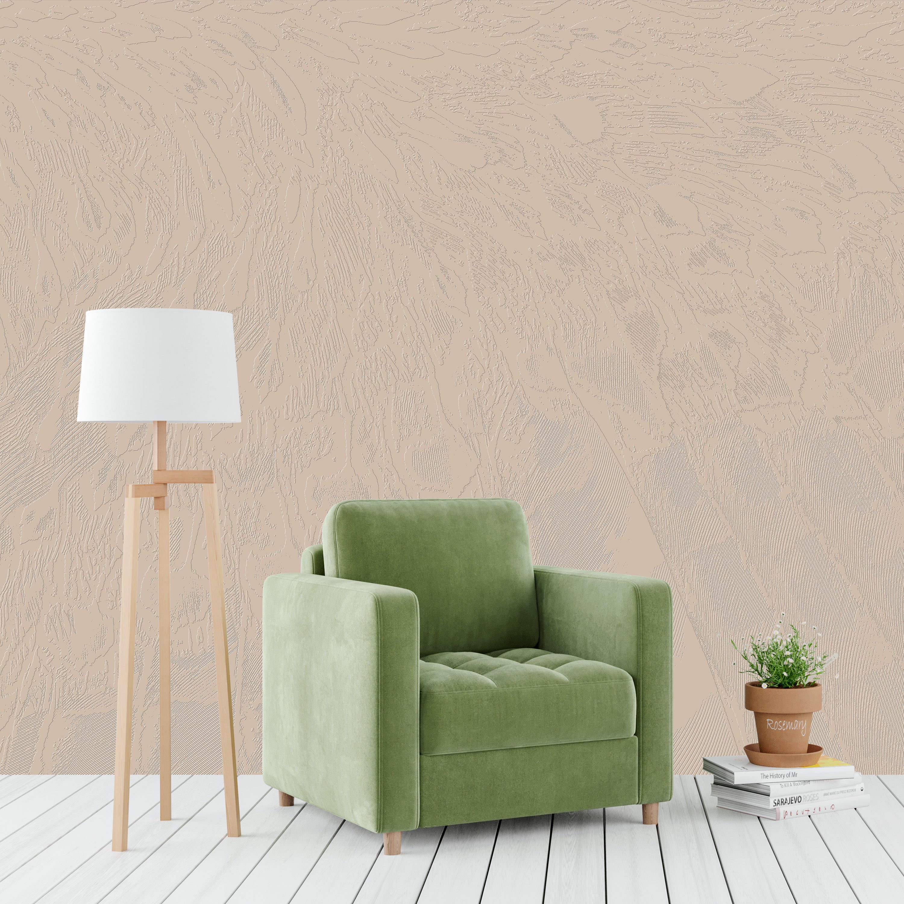 3D Coastal Driftwood Grain- Paintable Mural