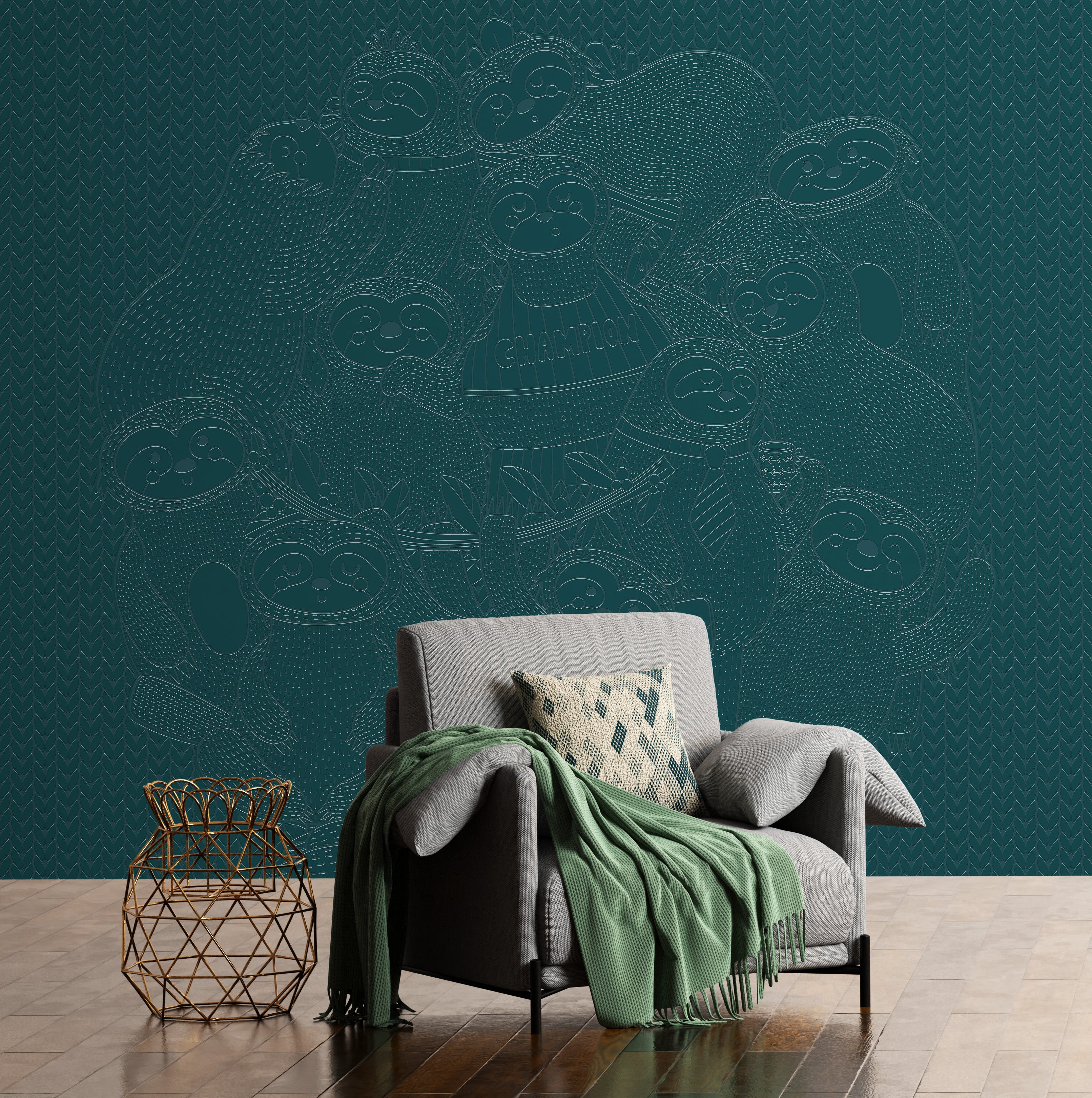 3D Lazy Day Slothscape - Paintable Mural