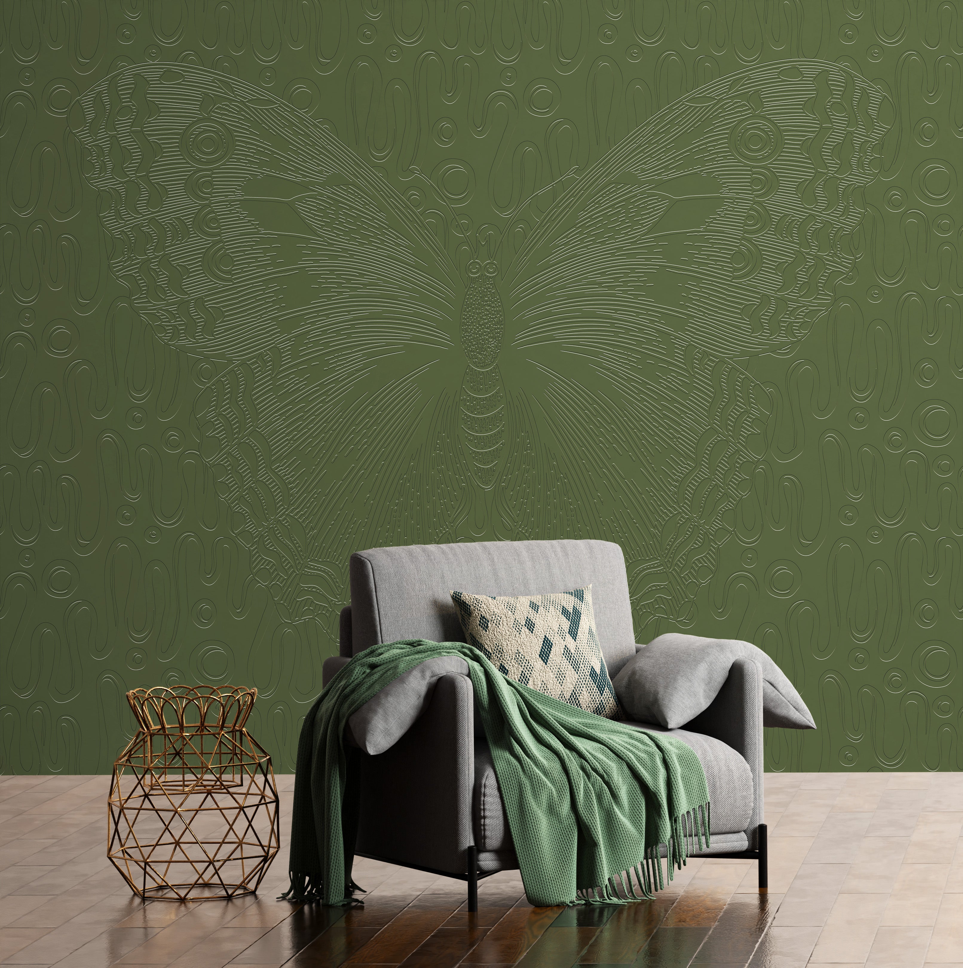 3D Monarch Relief - Paintable Mural