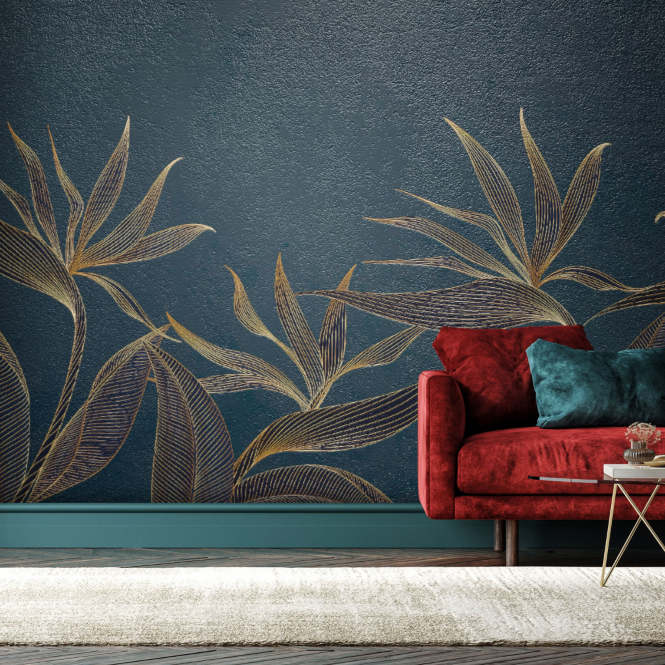 3D Golden Tropical Flowers