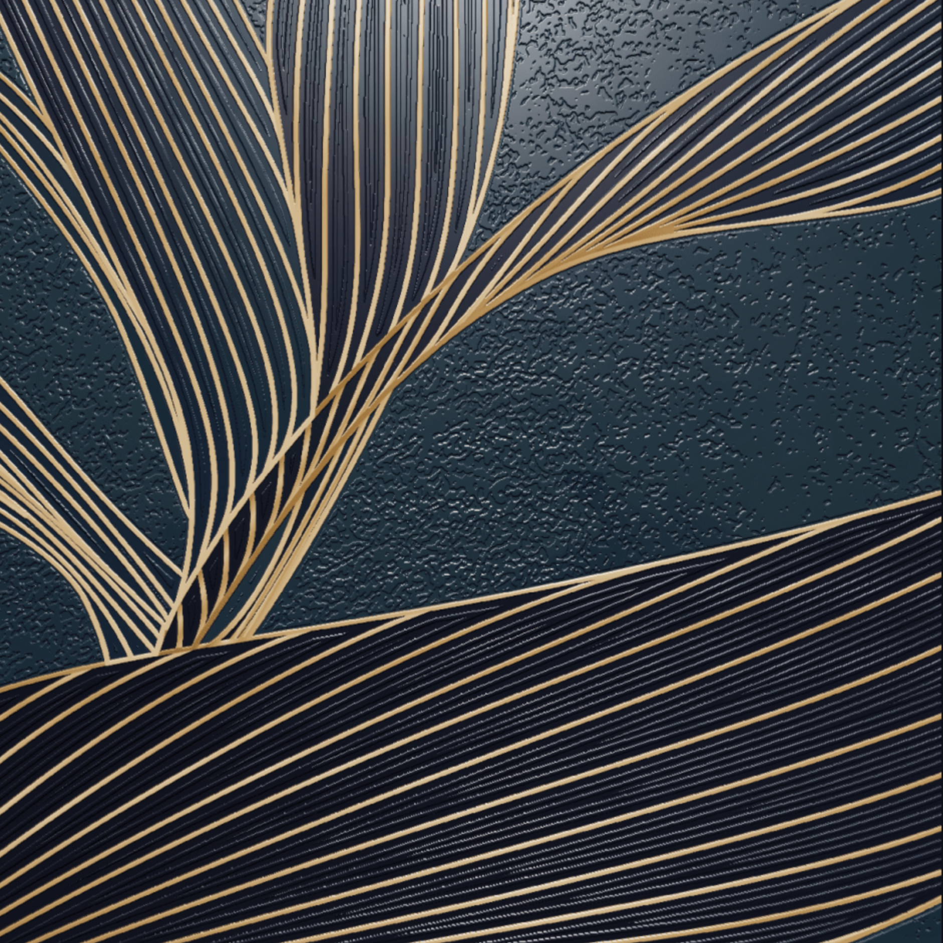 3D Golden Tropical Flowers