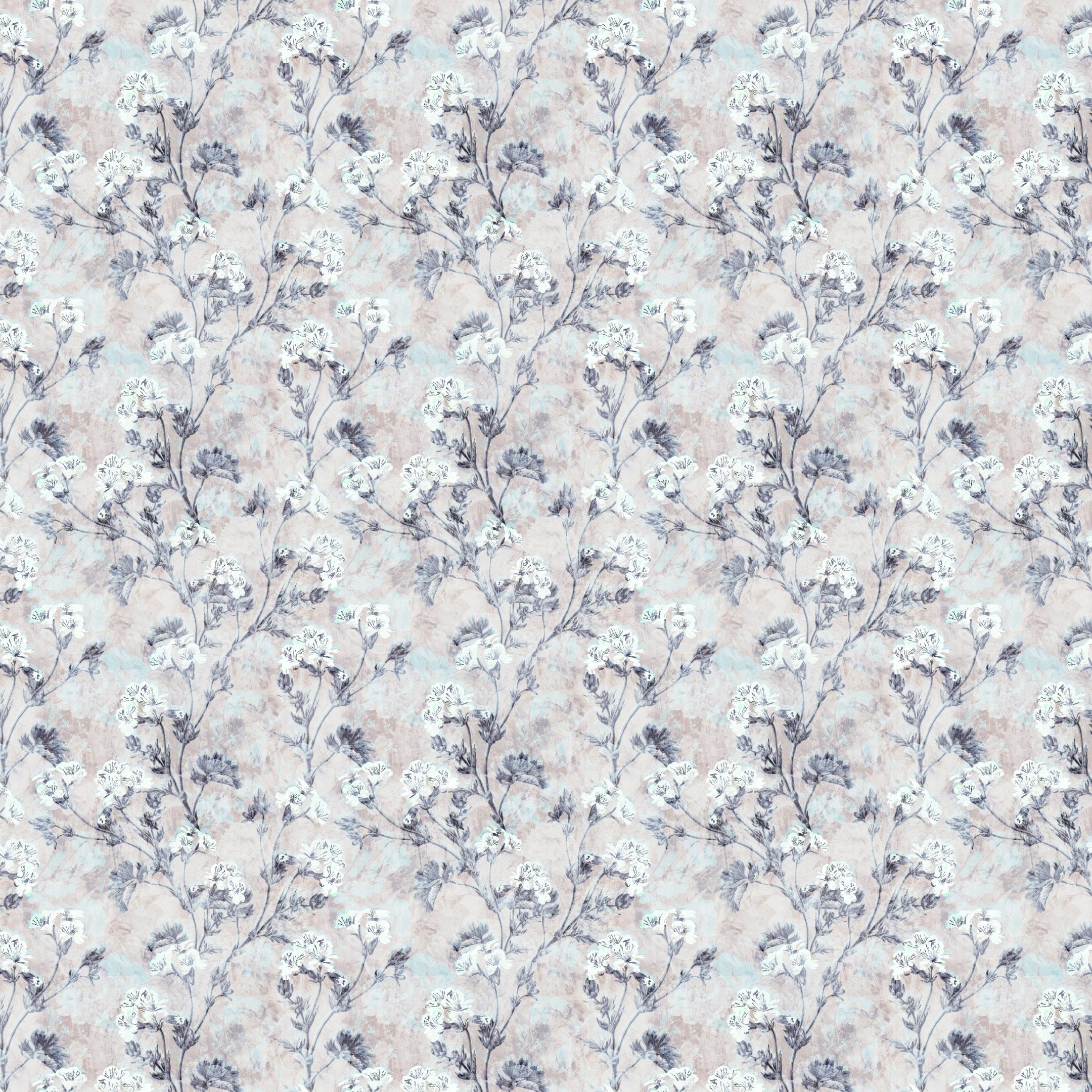 Floral Impression - White Blue Tint