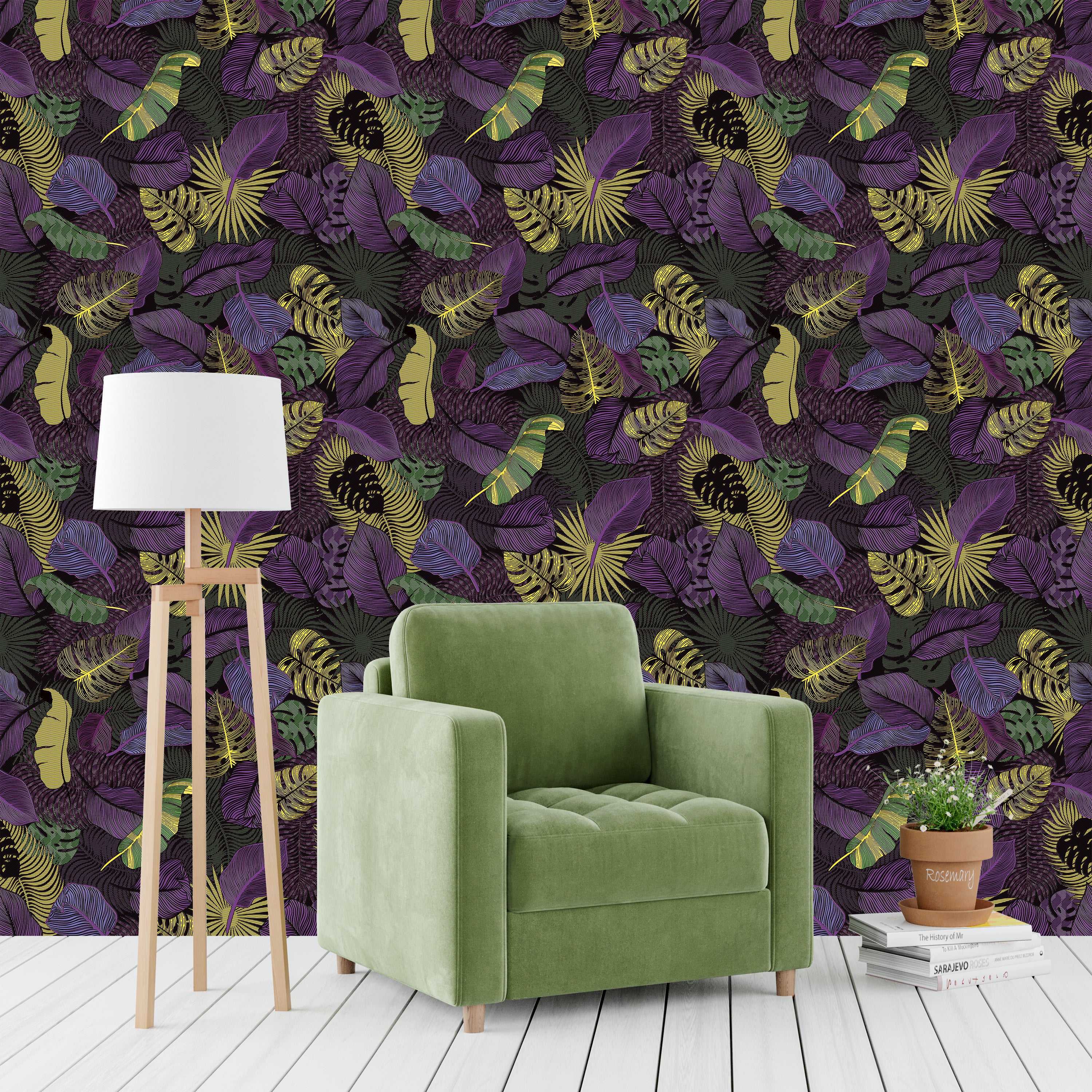 3D Neon Jungle - Printed Wallpaper