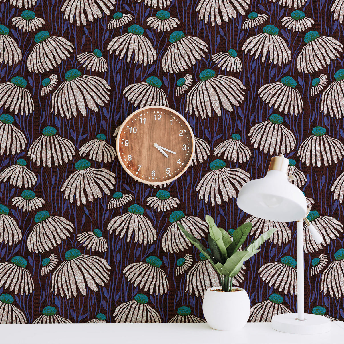 3D Midnight Bloom - Printed Wallpaper