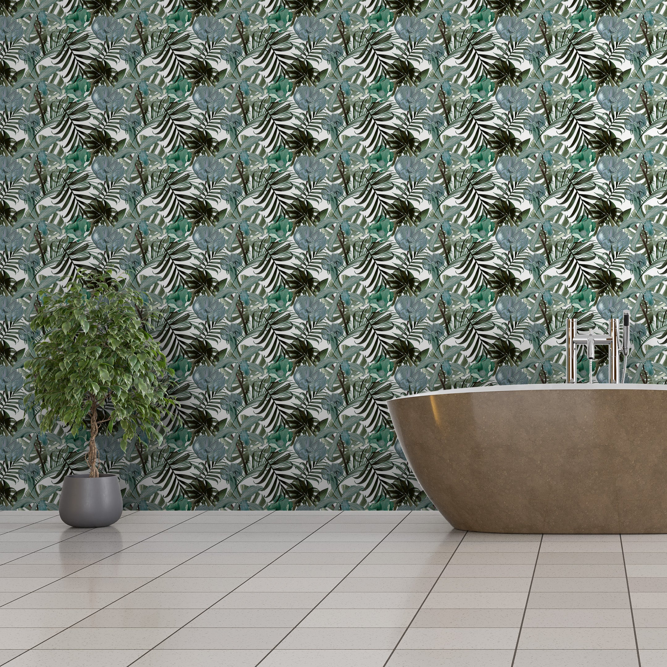 3D Botanical Bloom - Printed Wallpaper