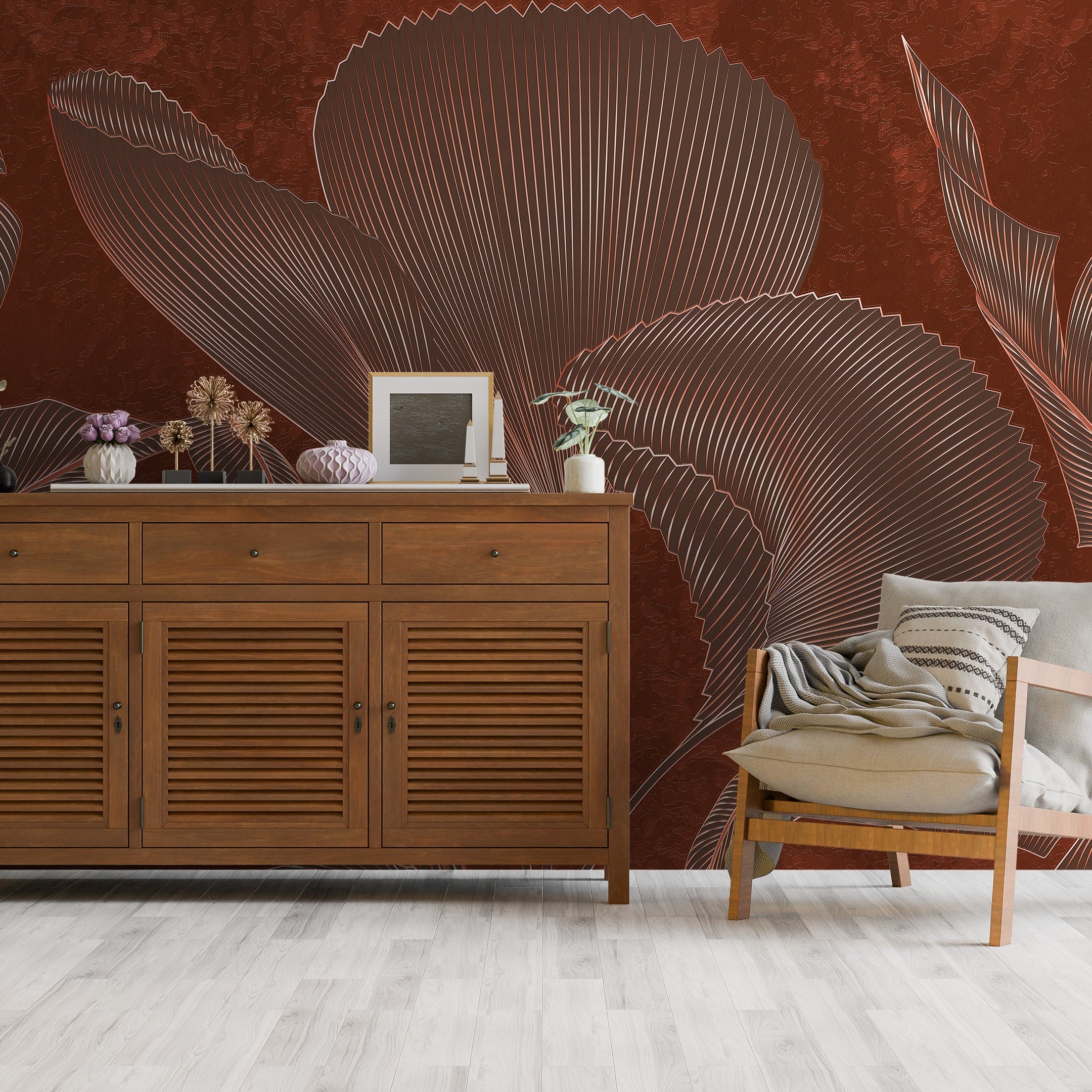 3D Gilded Tropics - Printed Mural