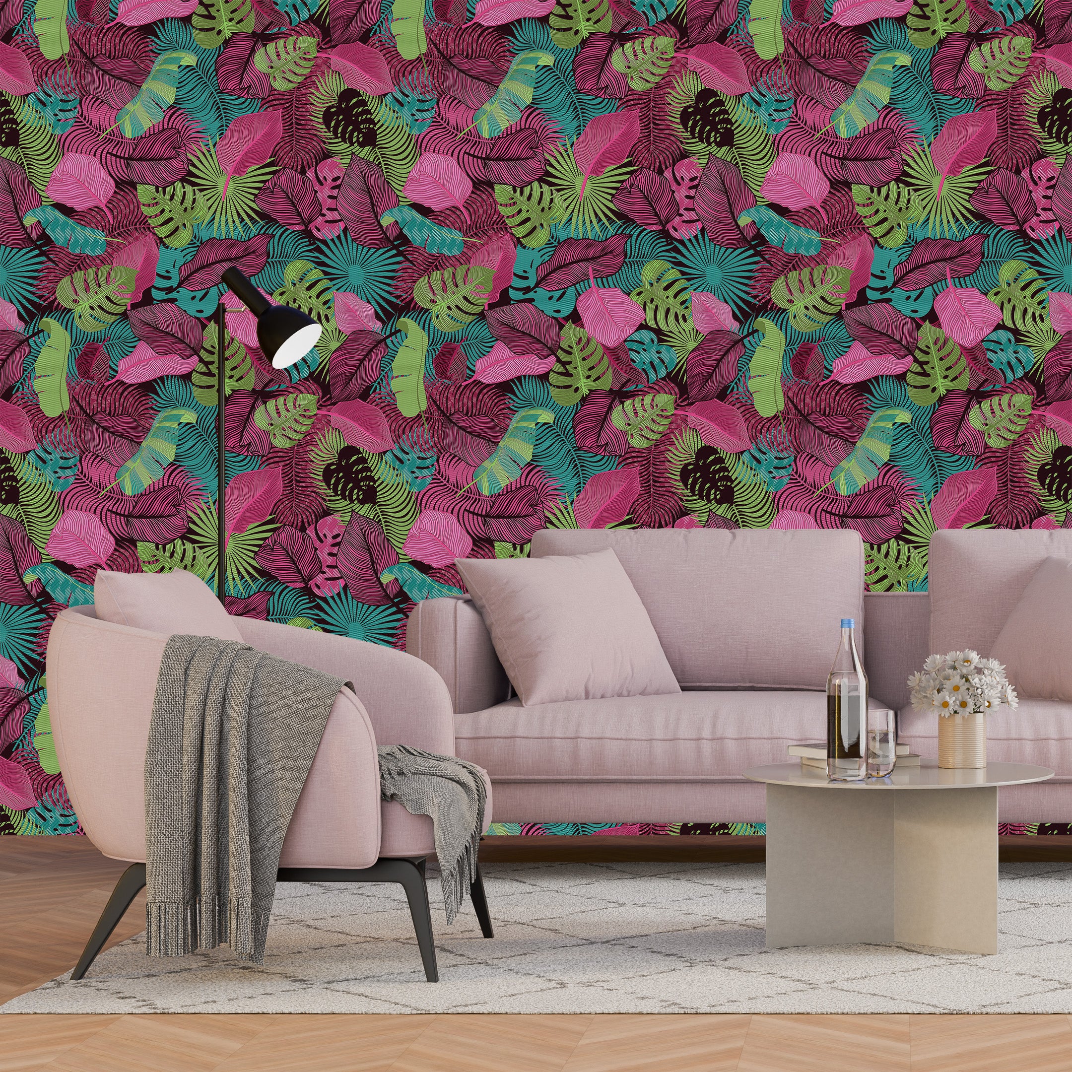 3D Neon Jungle - Printed Wallpaper