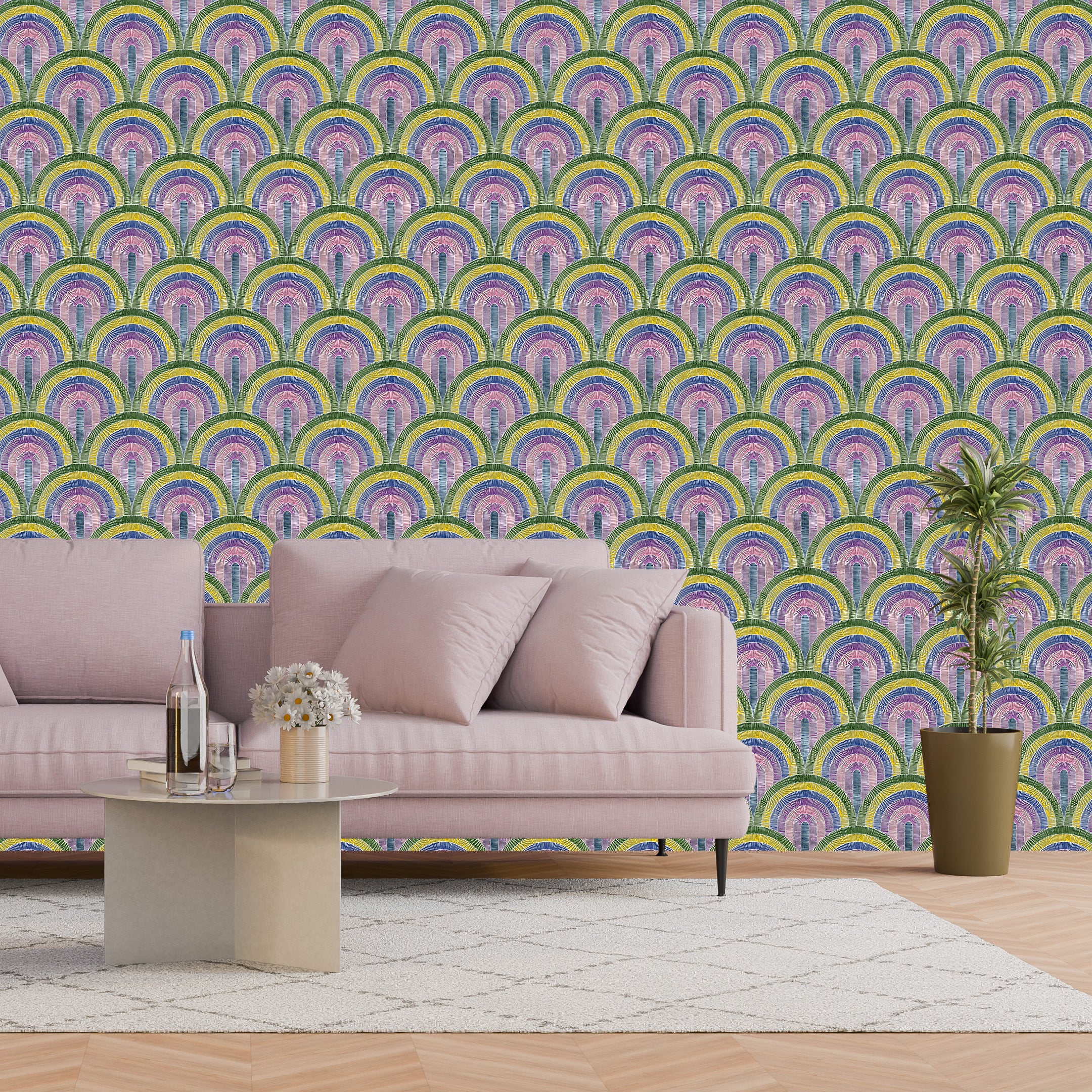 3D Retro Radiance - Printed Wallpaper