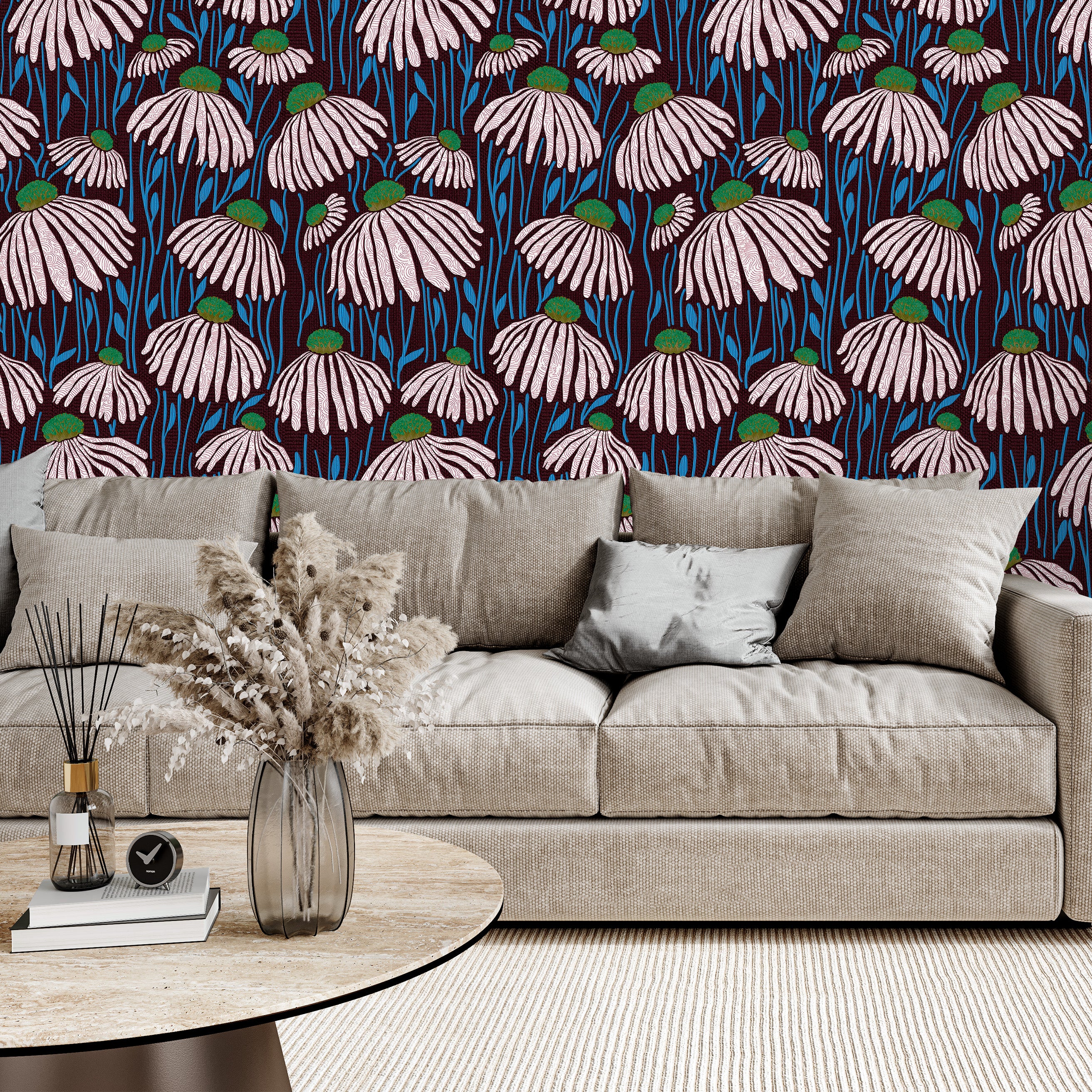 3D Midnight Bloom - Printed Wallpaper