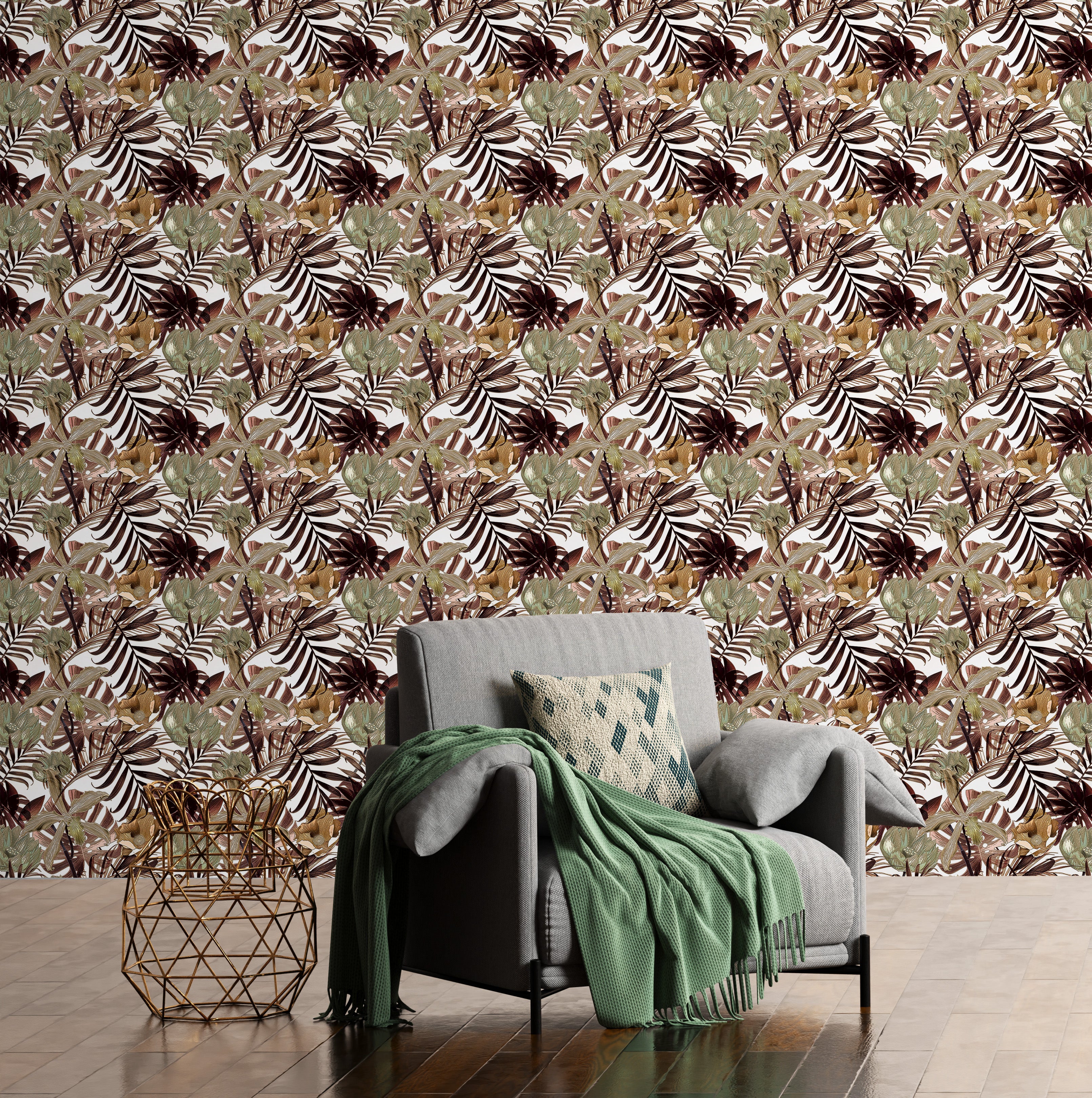 3D Botanical Bloom - Printed Wallpaper