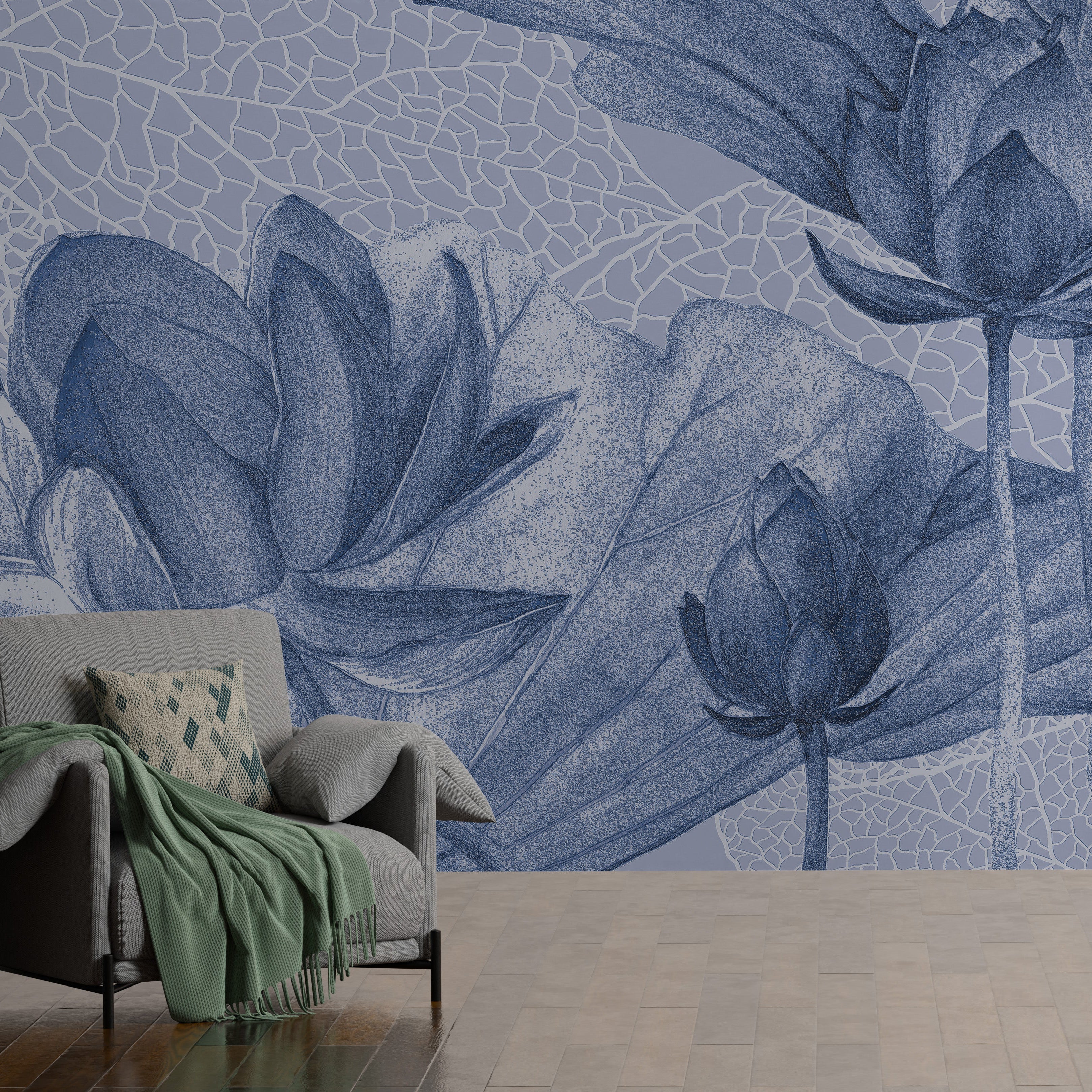 3D Lotus Flower - Printed Mural