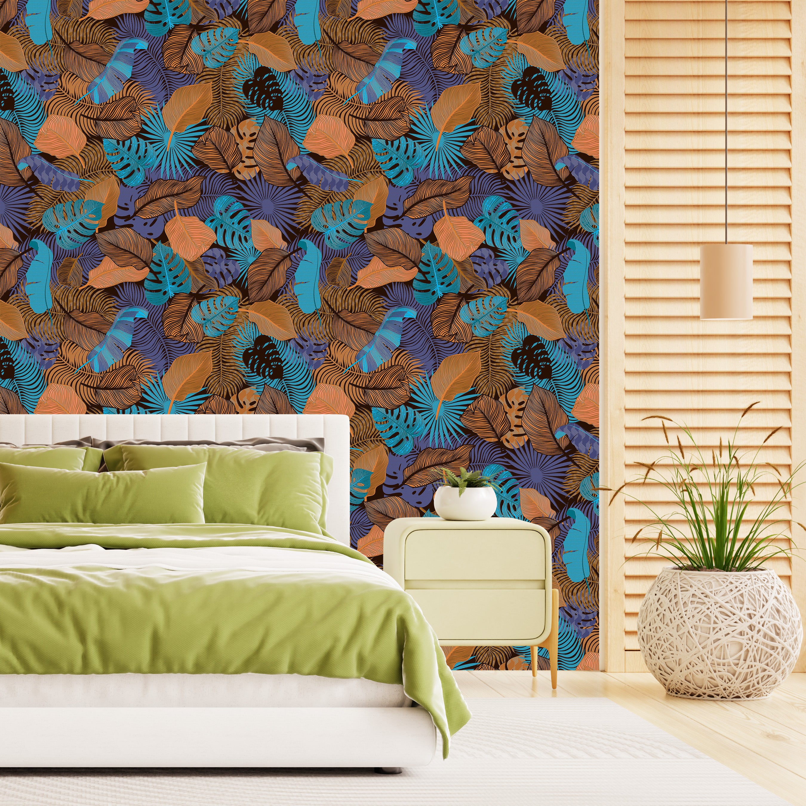 3D Neon Jungle - Printed Wallpaper