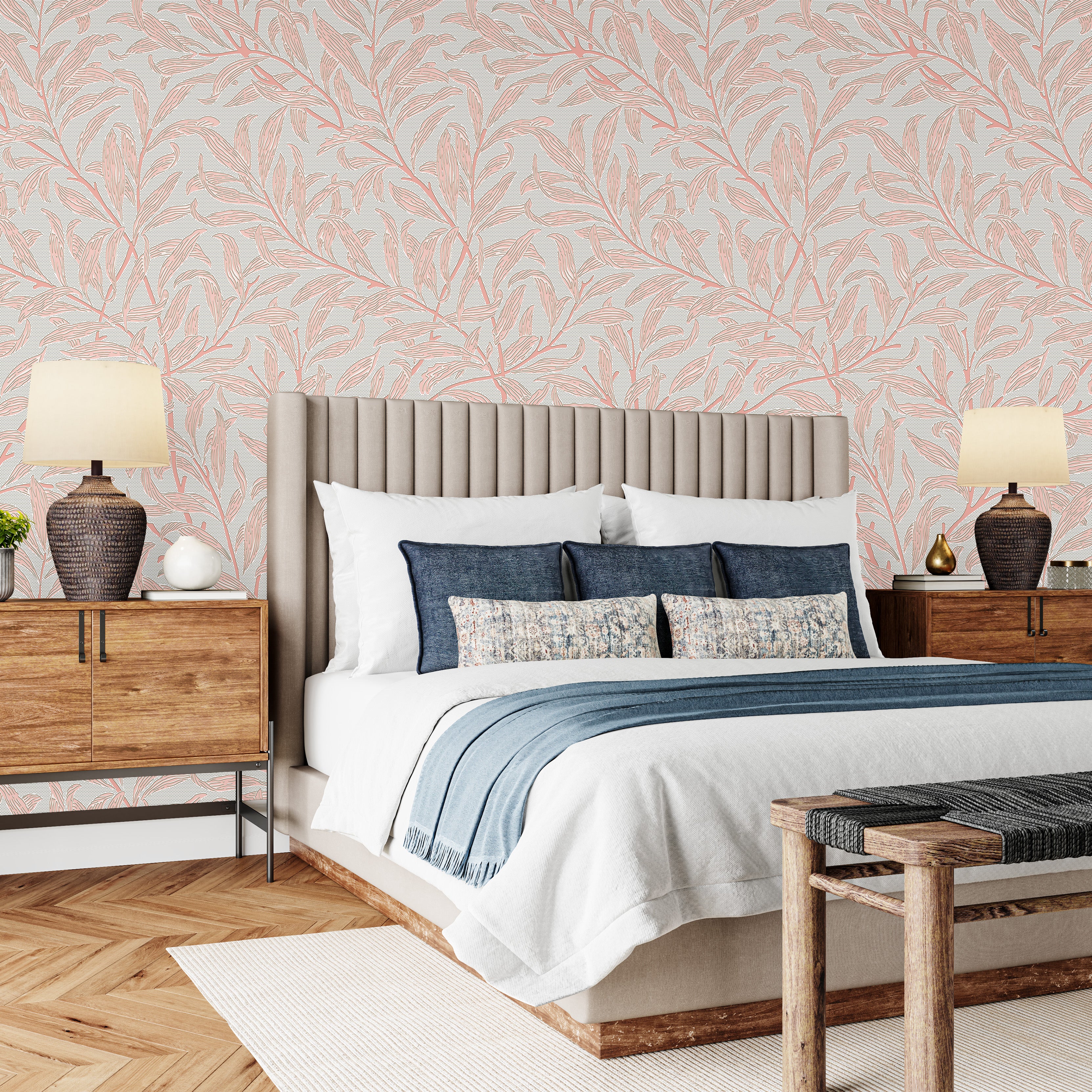 3D Serene Foliage - Printed Wallpaper